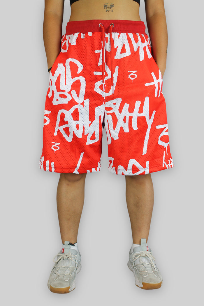 Tag Mesh Basketball Shorts (Red)