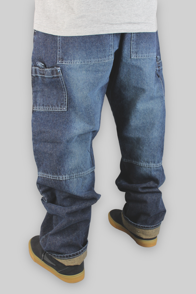 M720 Utility Loose Fit Denim Jeans (Faded Dark Washed Blue)