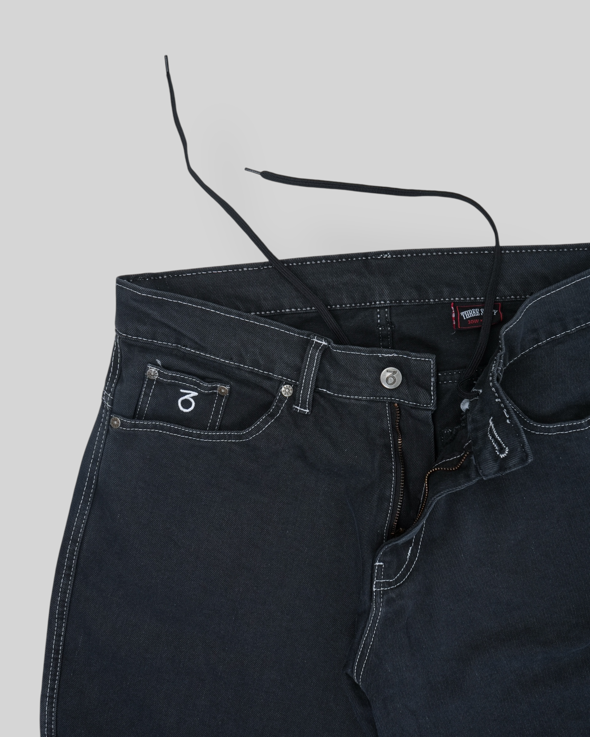 OG Baggy Fit 5 Pocket Denim Jeans (Black/White)