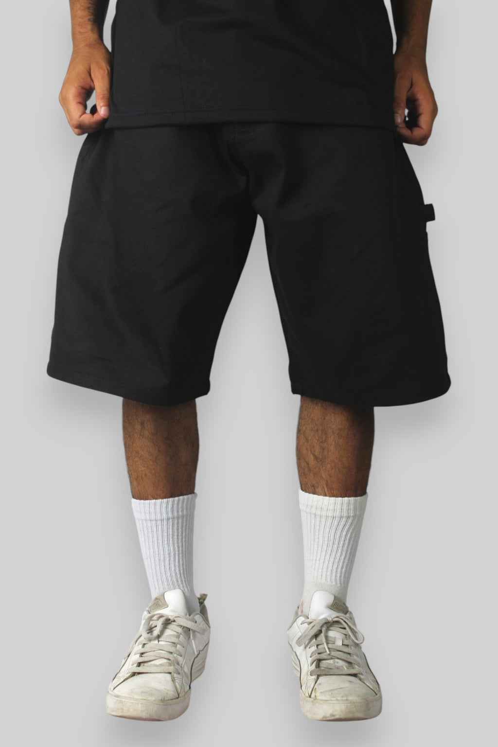 Pantaloncini di jeans Carpenter dal taglio ampio (nero/bianco)