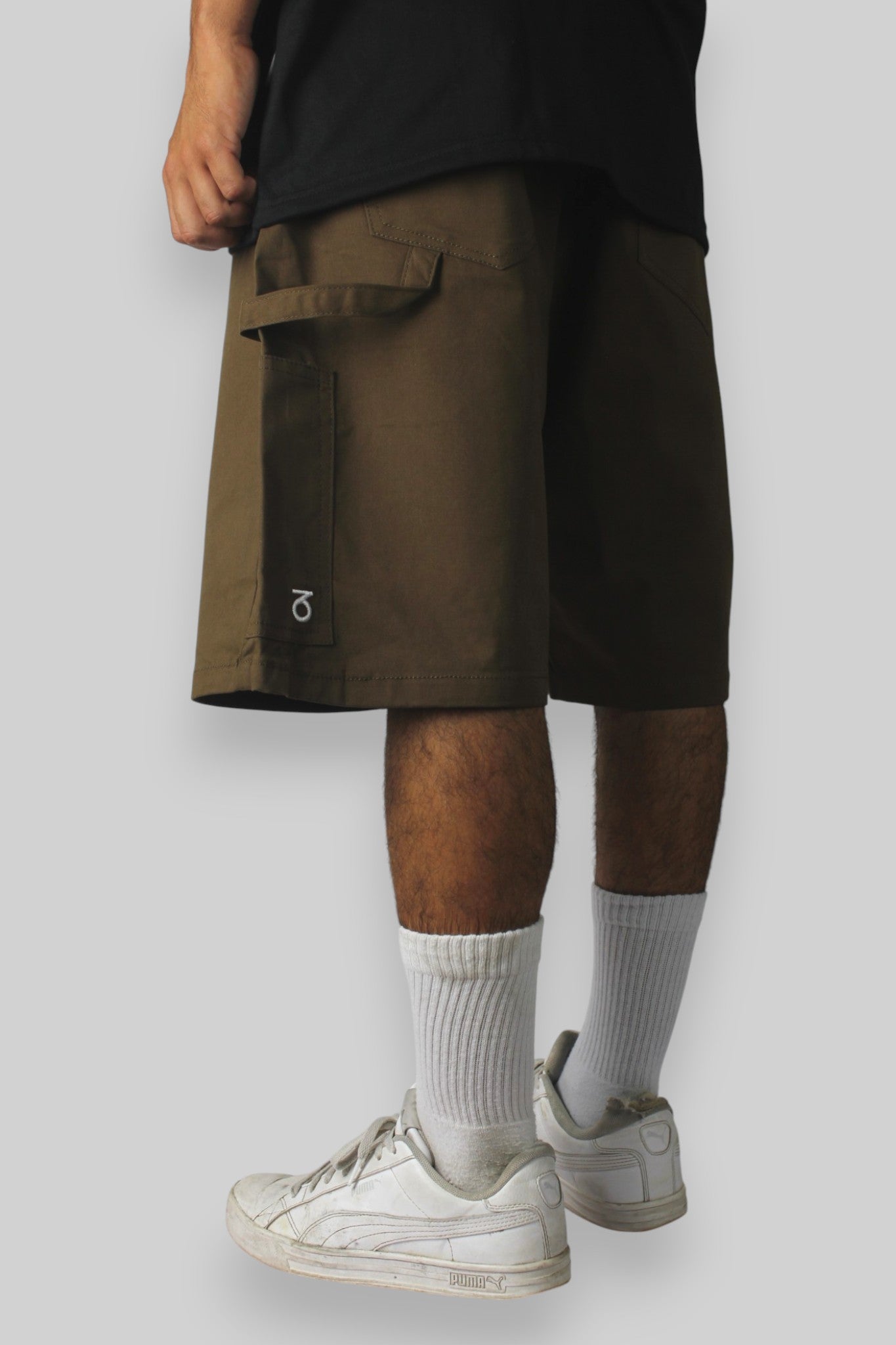 Carpenter-Jeansshorts mit lockerer Passform (Schwarz/Weiß)
