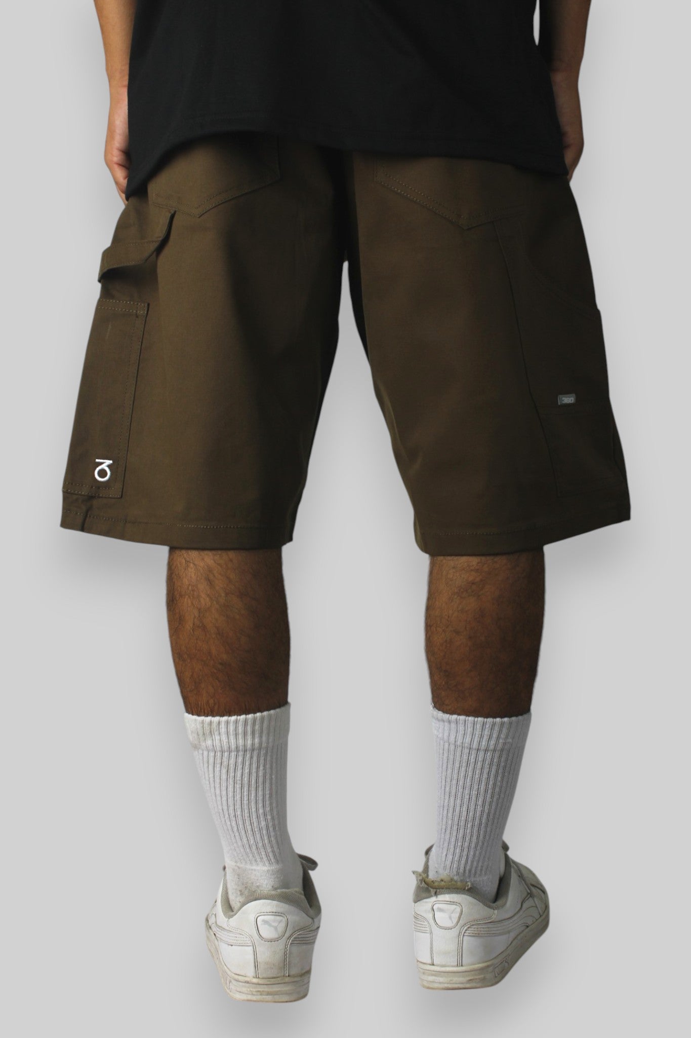 Carpenter-Jeansshorts mit lockerer Passform (Schwarz/Weiß)