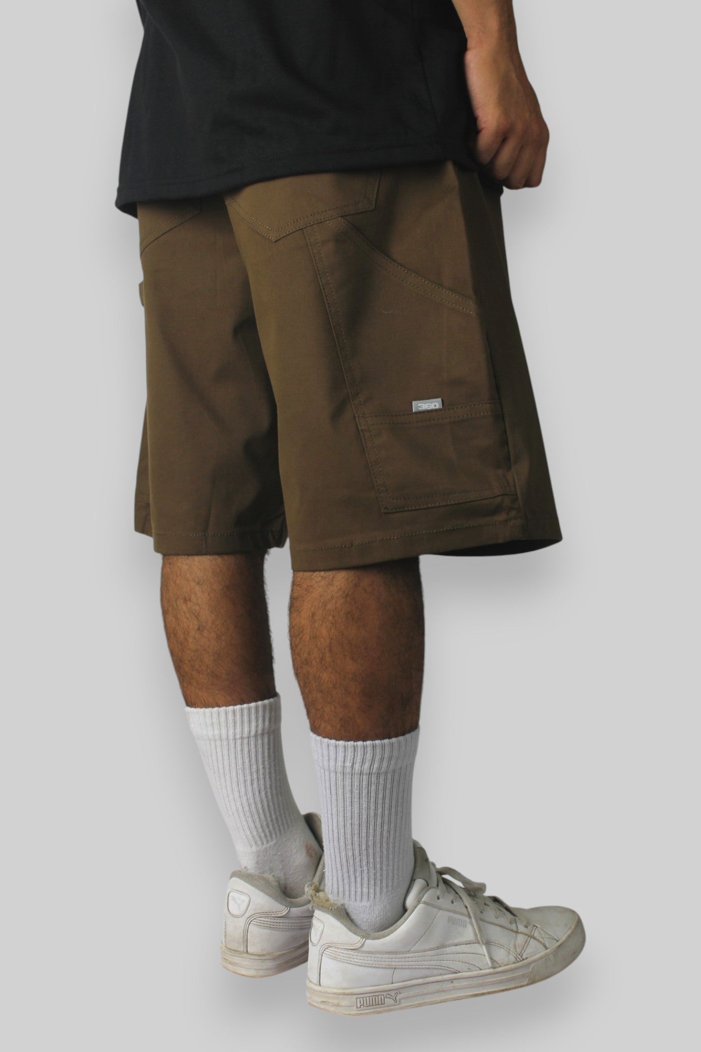 Carpenter-Jeansshorts mit lockerer Passform (Schwarz/Weiß)