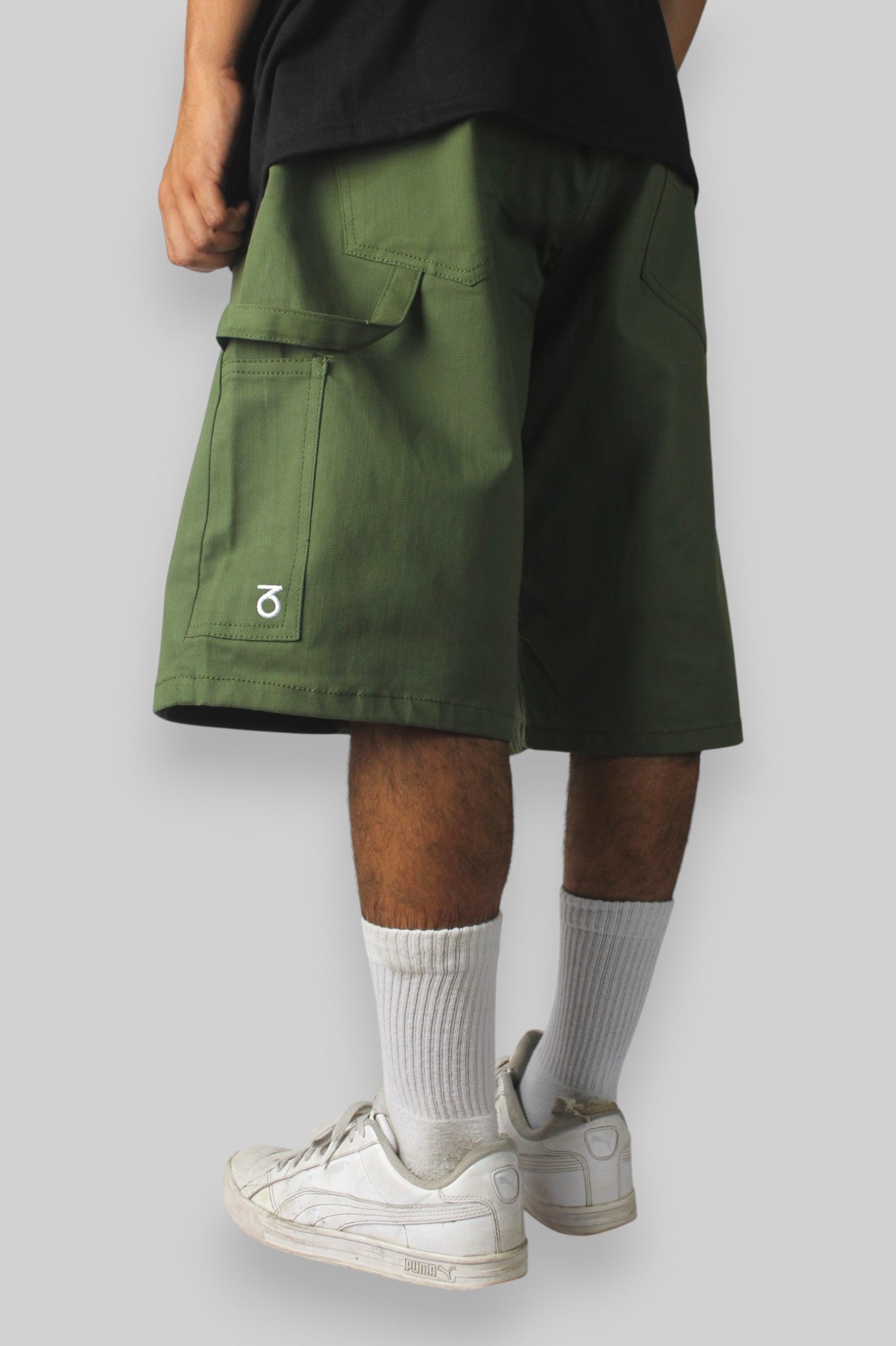 Carpenter-Jeansshorts mit lockerer Passform (Schwarz/Weiß)
