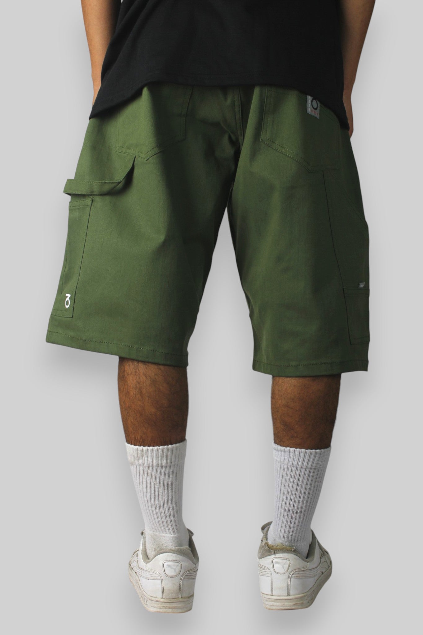 Carpenter-Jeansshorts mit lockerer Passform (Schwarz/Weiß)
