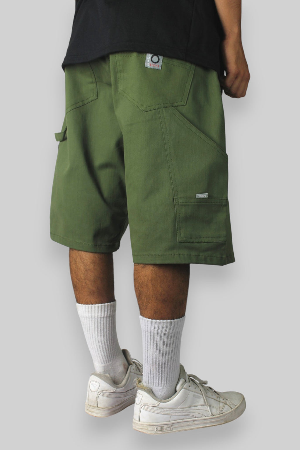 Carpenter-Jeansshorts mit lockerer Passform (Schwarz/Weiß)
