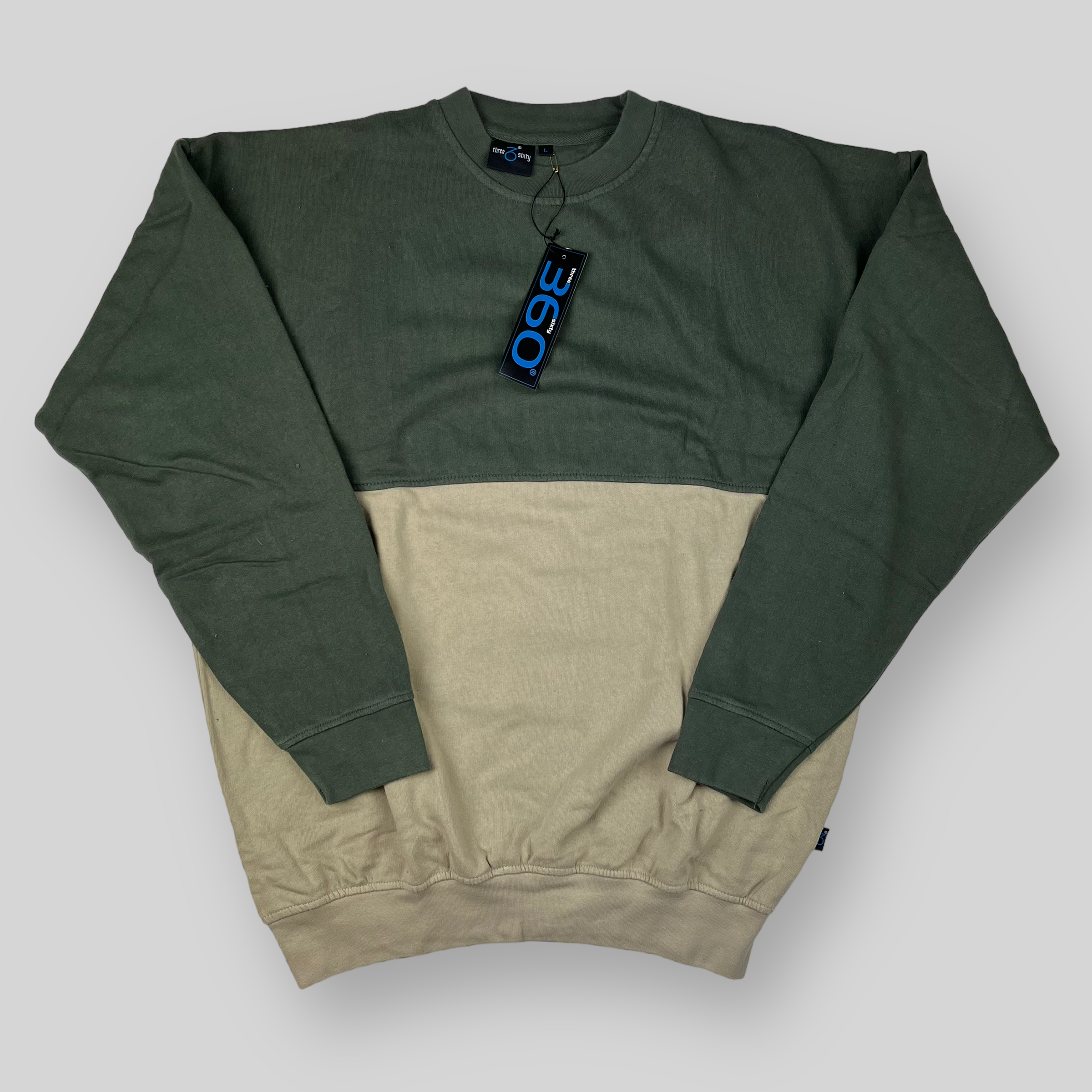 Geteiltes zweifarbiges Sweatshirt (Oliv/Beige)