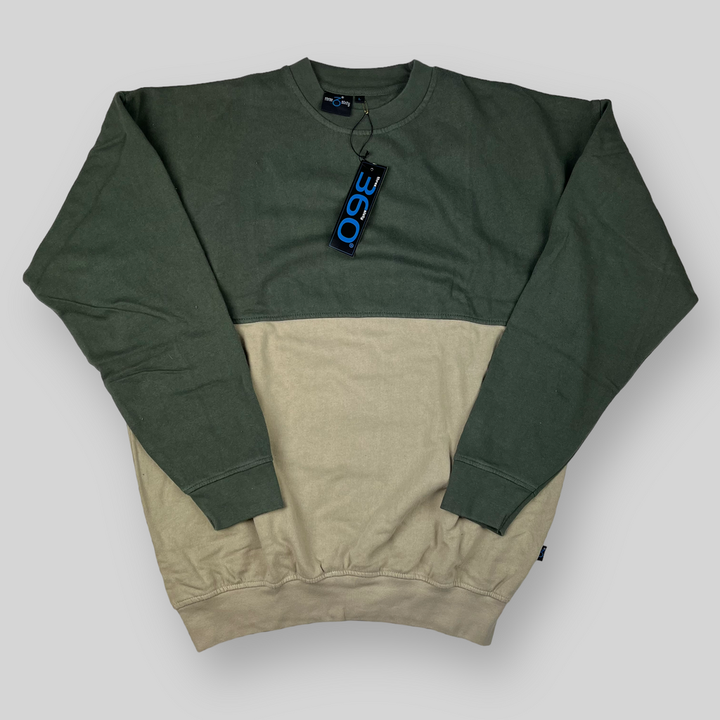 Geteiltes zweifarbiges Sweatshirt (Oliv/Beige)