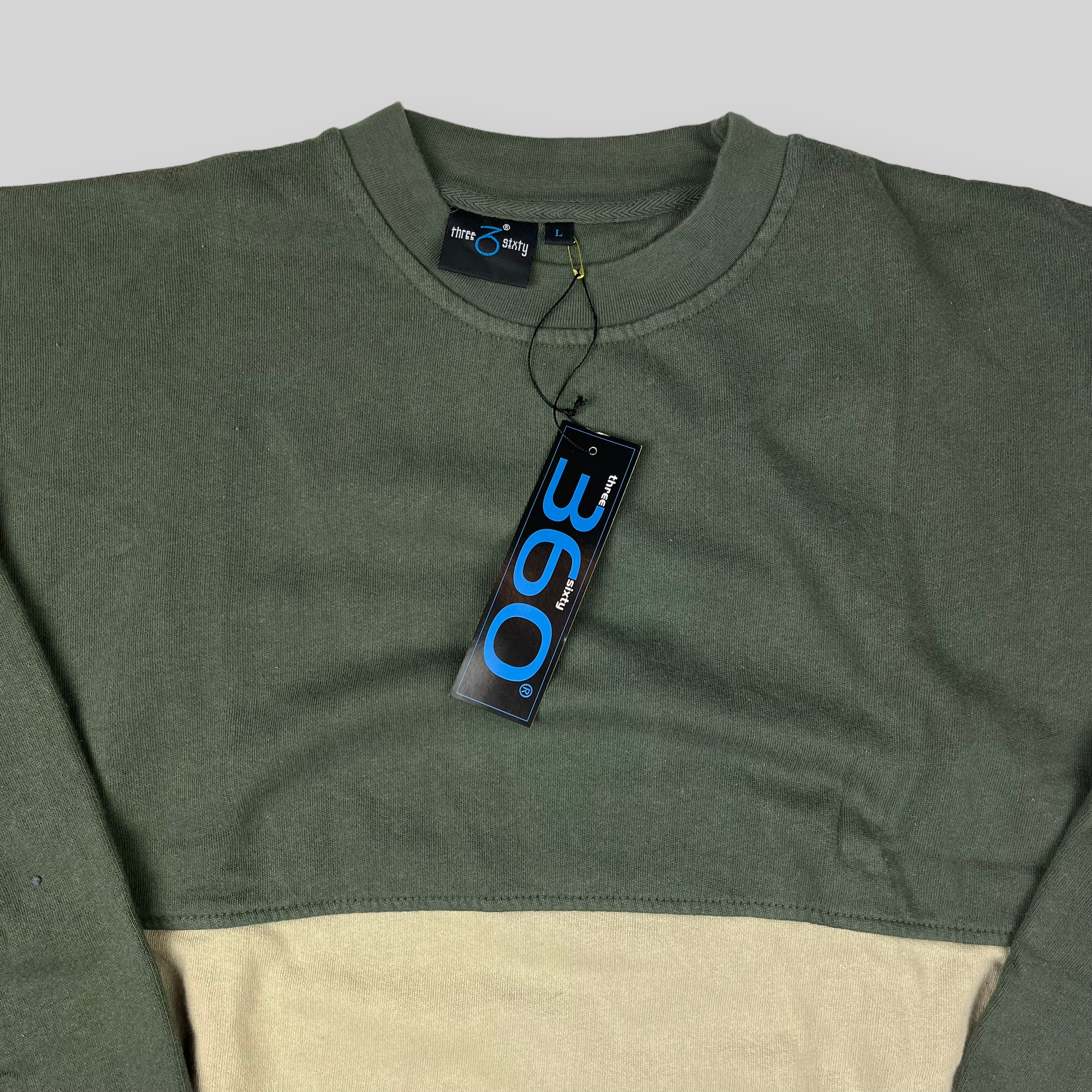 Geteiltes zweifarbiges Sweatshirt (Oliv/Beige)