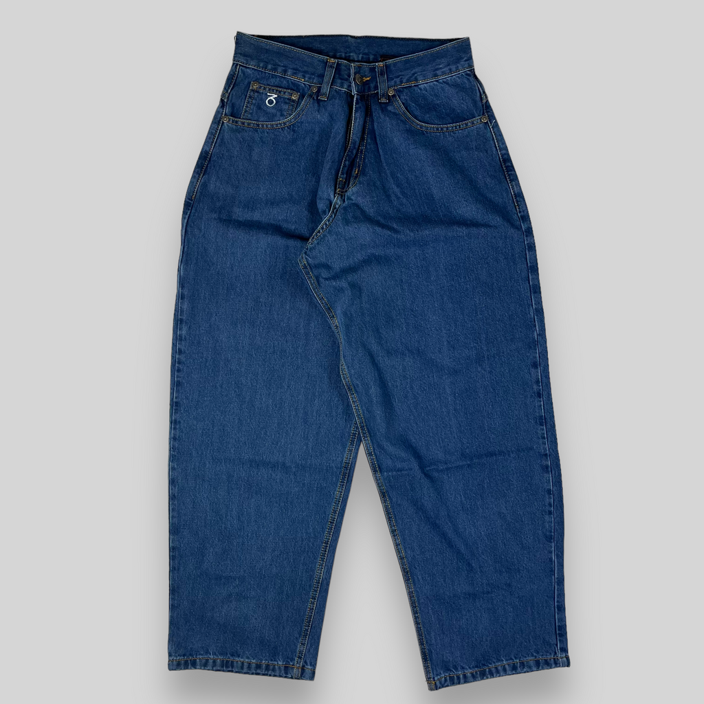 Balloon Fit 5 Pocket Denim Jeans (Mid Stonewash Blue)