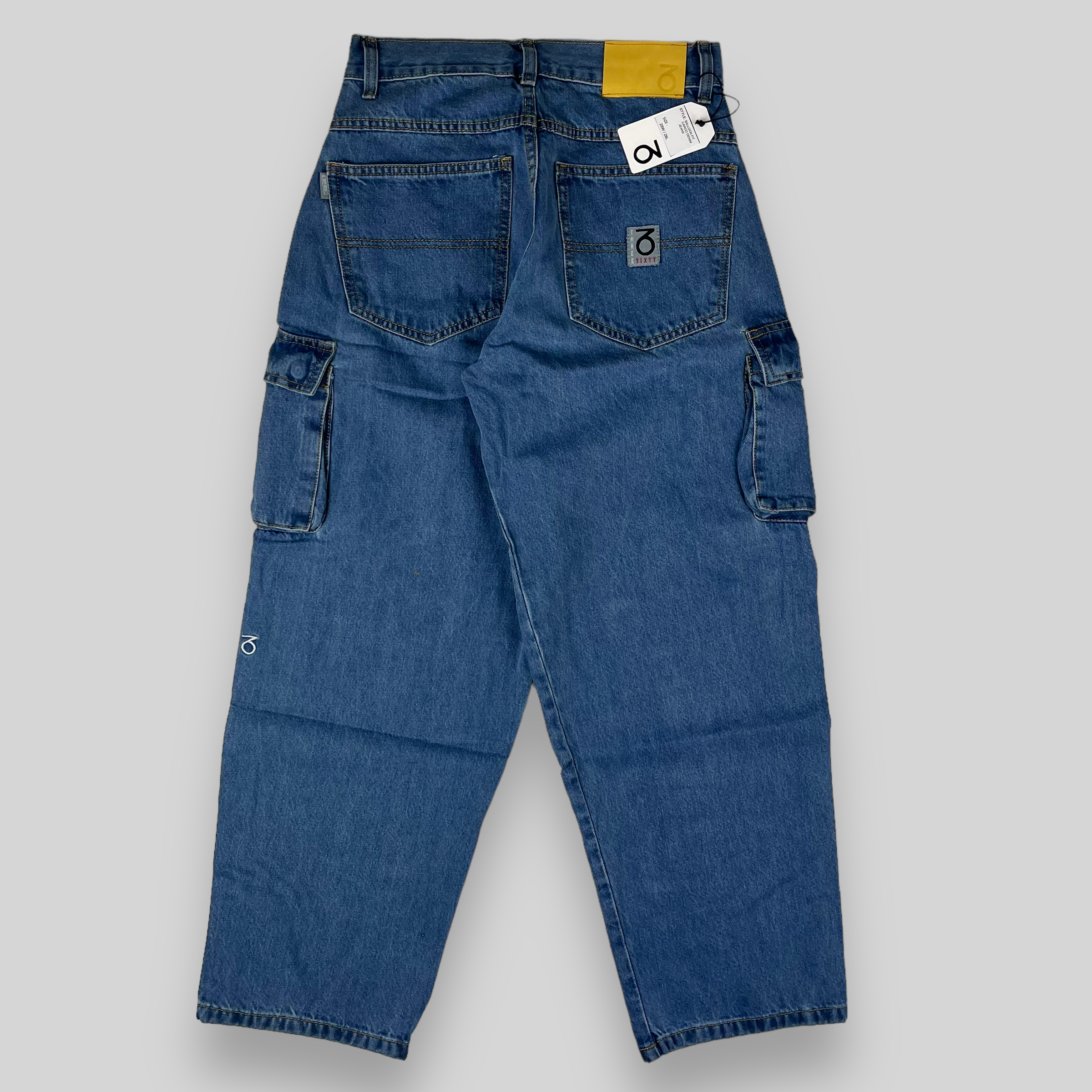 Pantaloni cargo in denim con vestibilità a palloncino (blu stonewash)