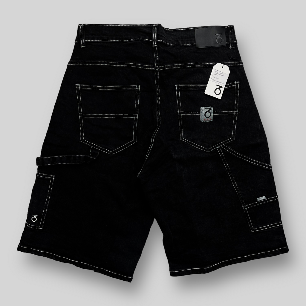 Loose Fit Carpenter Denim Shorts (Black/White)
