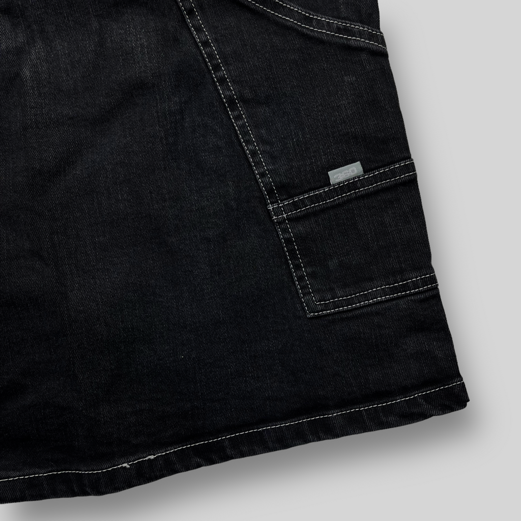 Loose Fit Carpenter Denim Shorts (Black/White)