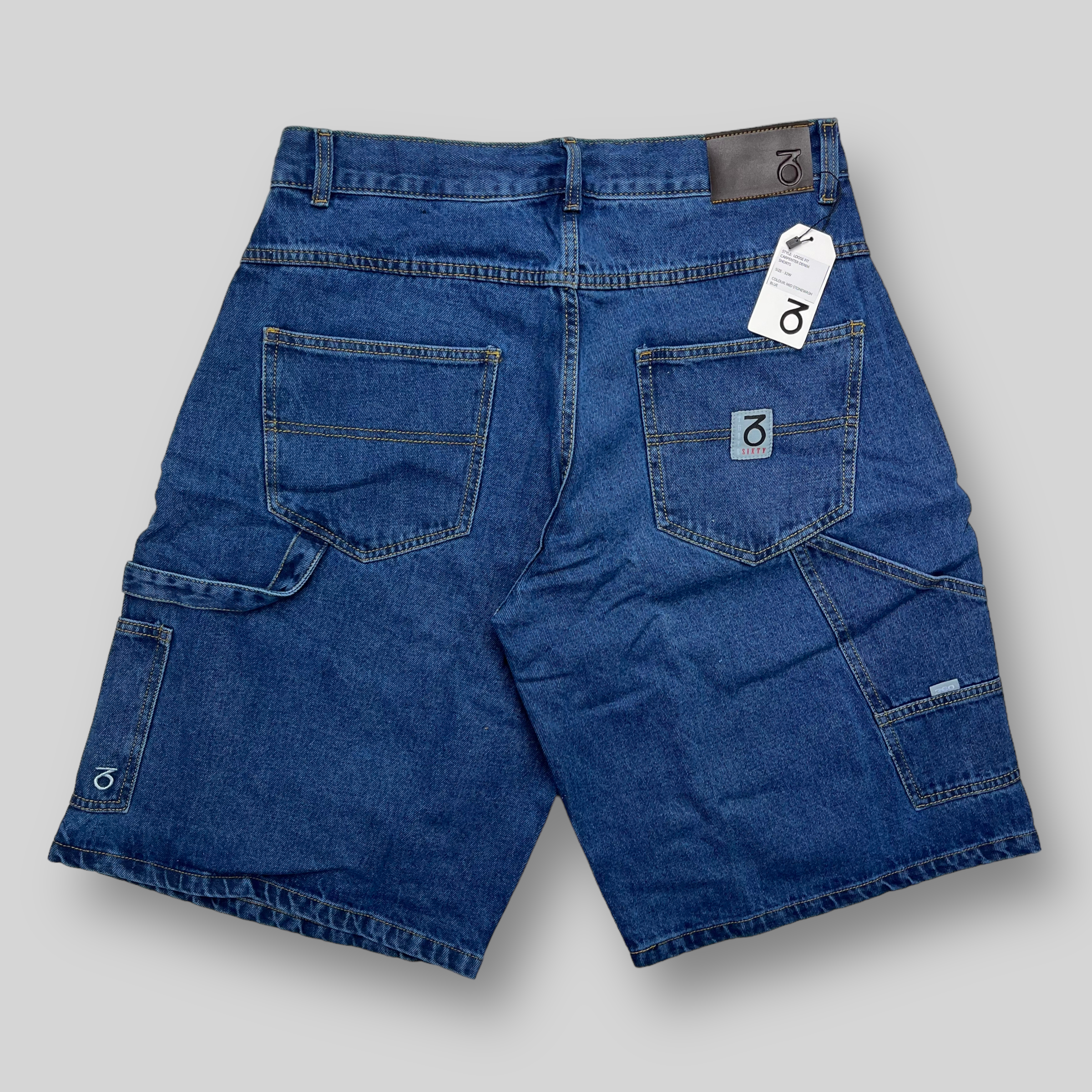 Loose Fit Carpenter Denim Shorts (Stonewash Blue)