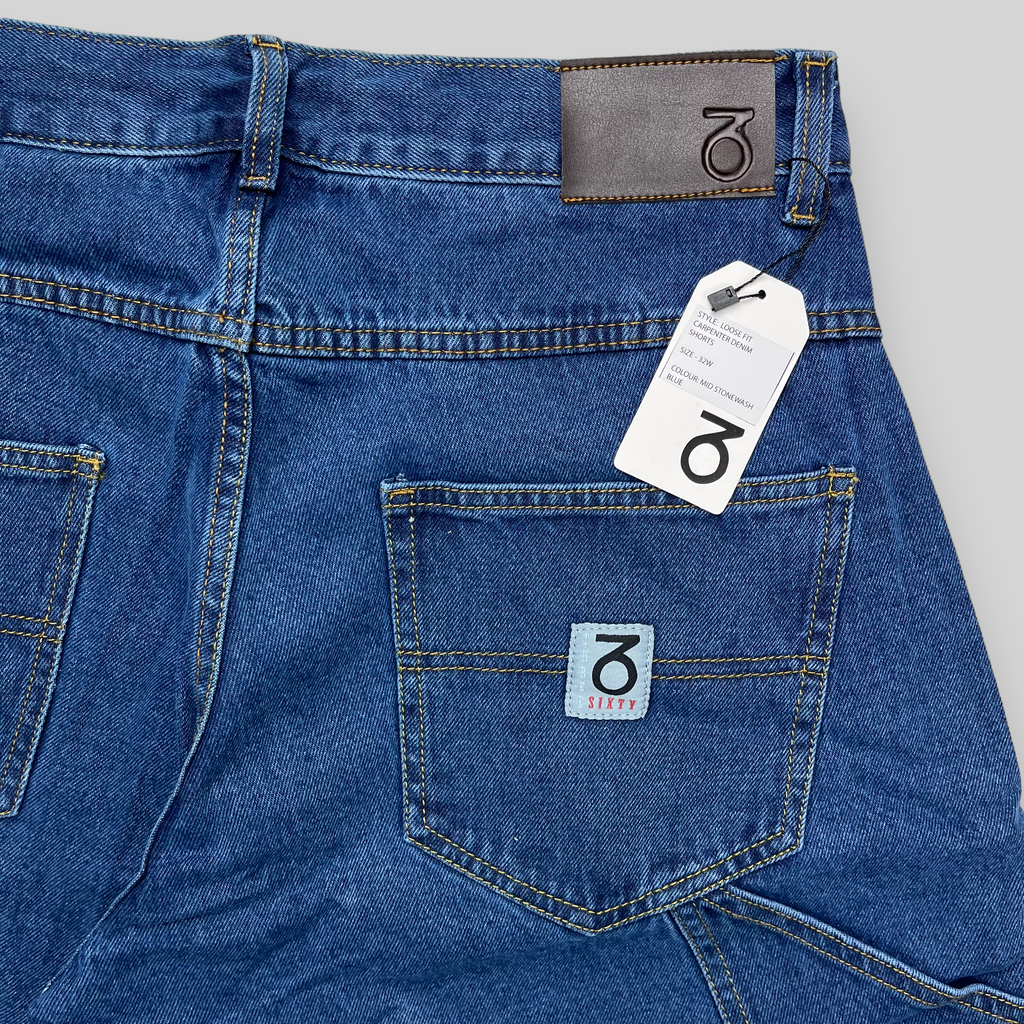 Loose Fit Carpenter Denim Shorts (Stonewash Blue)
