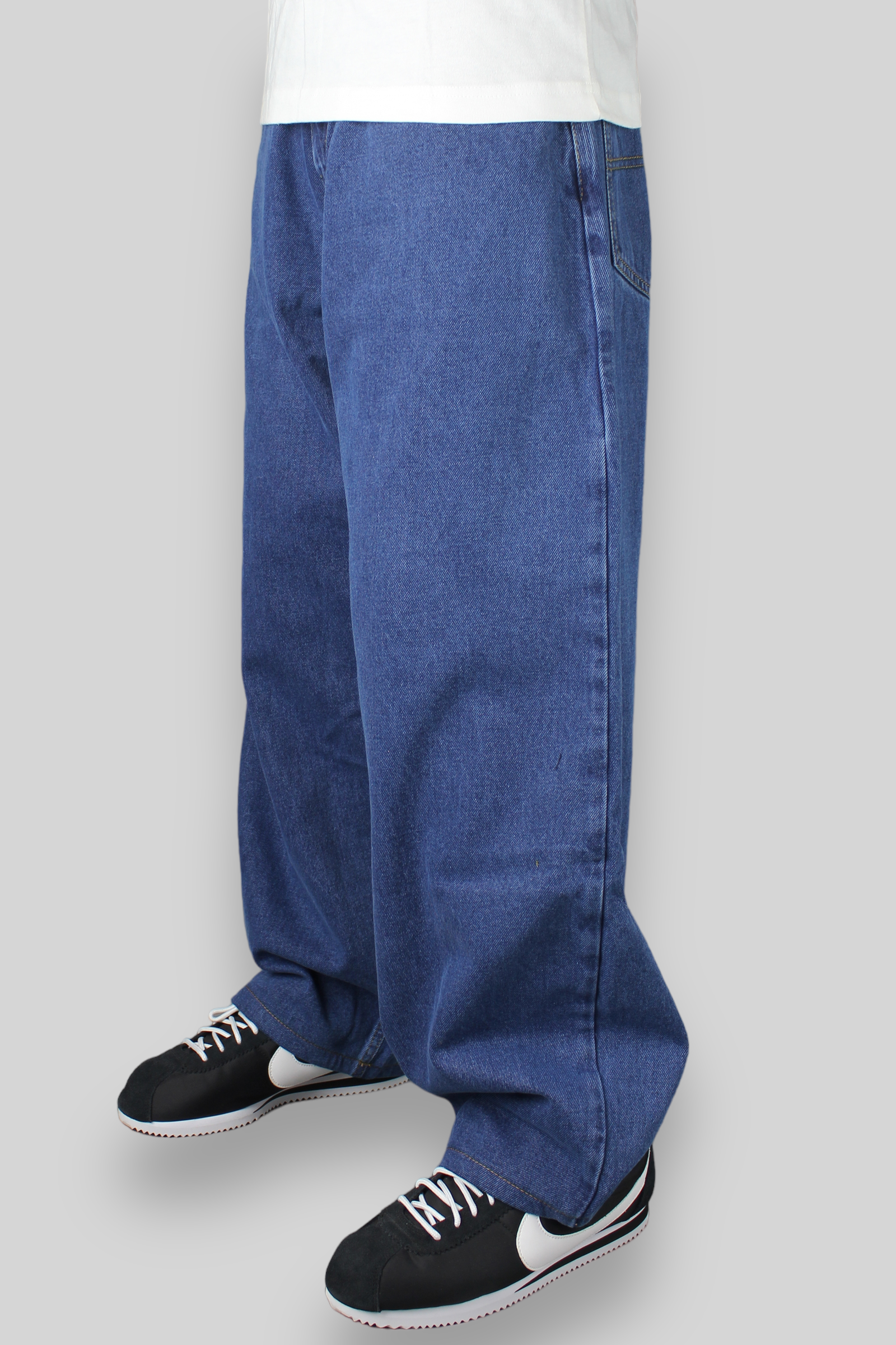 OG Baggy Fit 5 Pocket Denim Jeans (Mid Stonewash Blue)