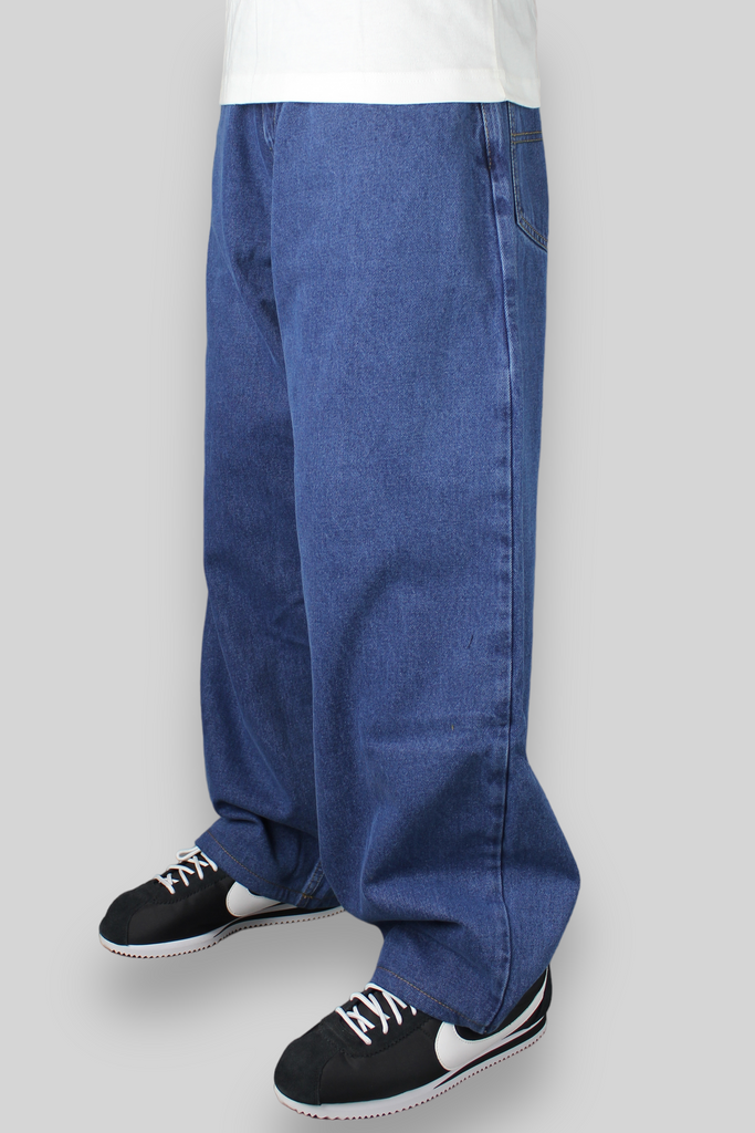 OG Baggy Fit 5 Pocket Denim Jeans (Mid Stonewash Blue)