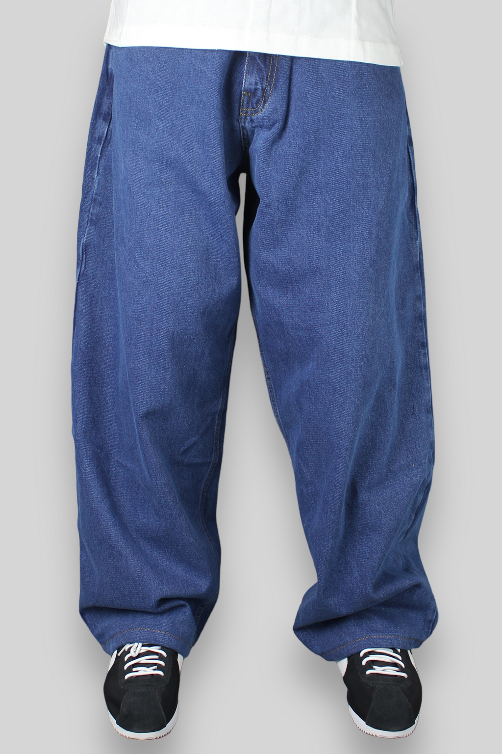 OG Baggy Fit 5 Pocket Denim Jeans (Mid Stonewash Blue)