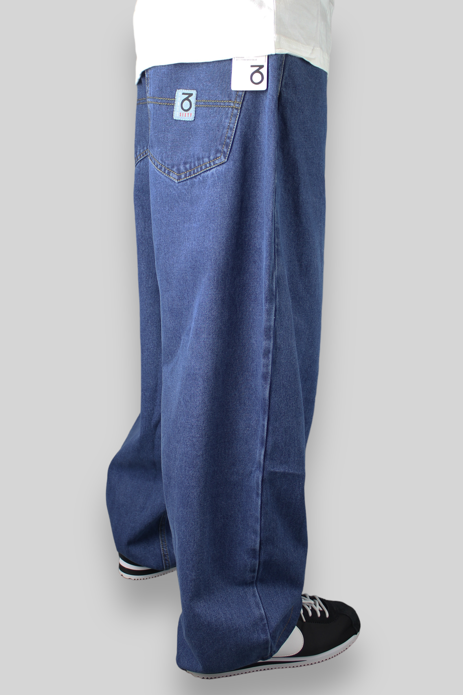 OG Baggy Fit 5 Pocket Denim Jeans (Mid Stonewash Blue)