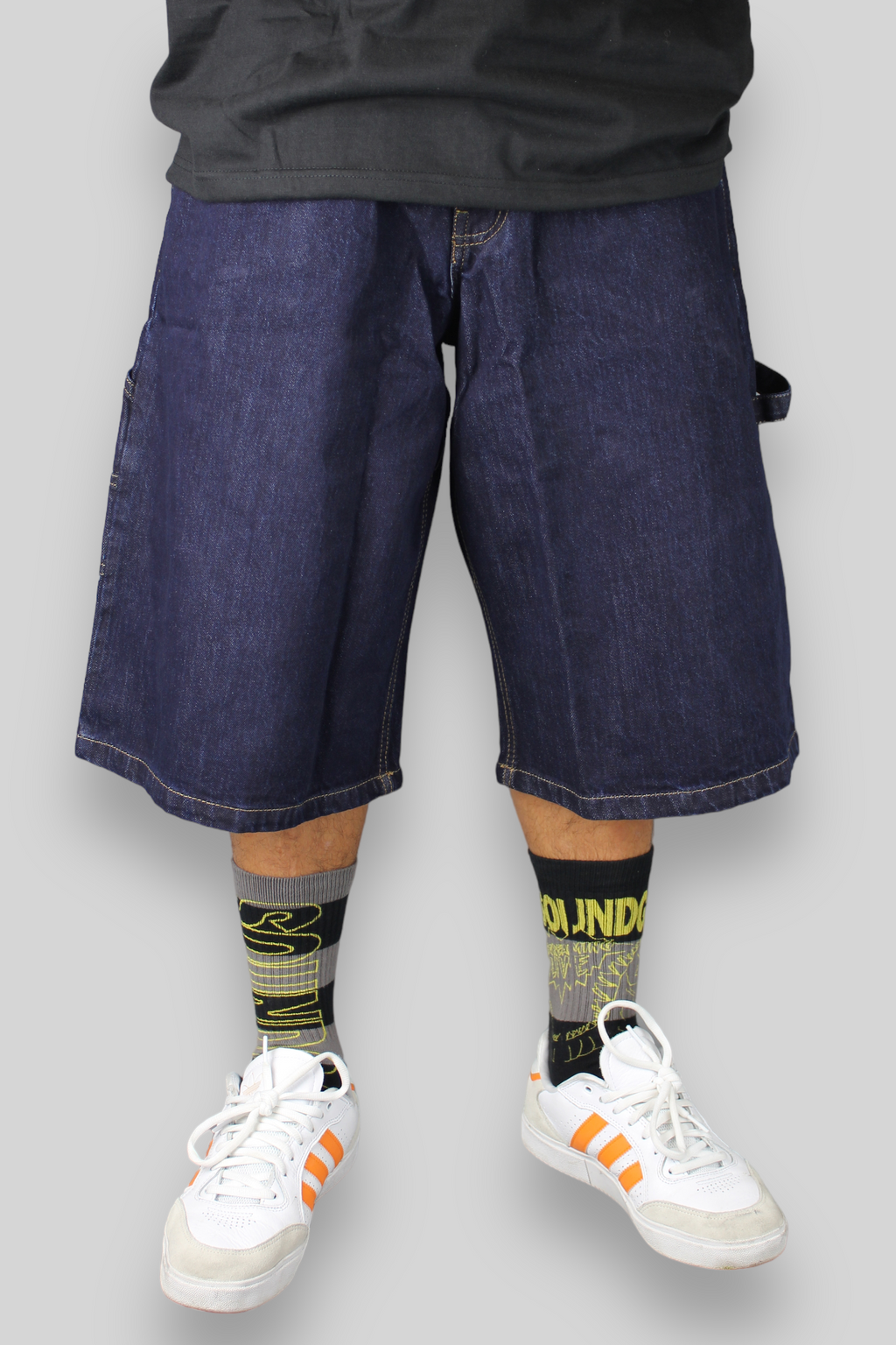 Loose Fit Carpenter Denim Shorts (Dark Indigo)