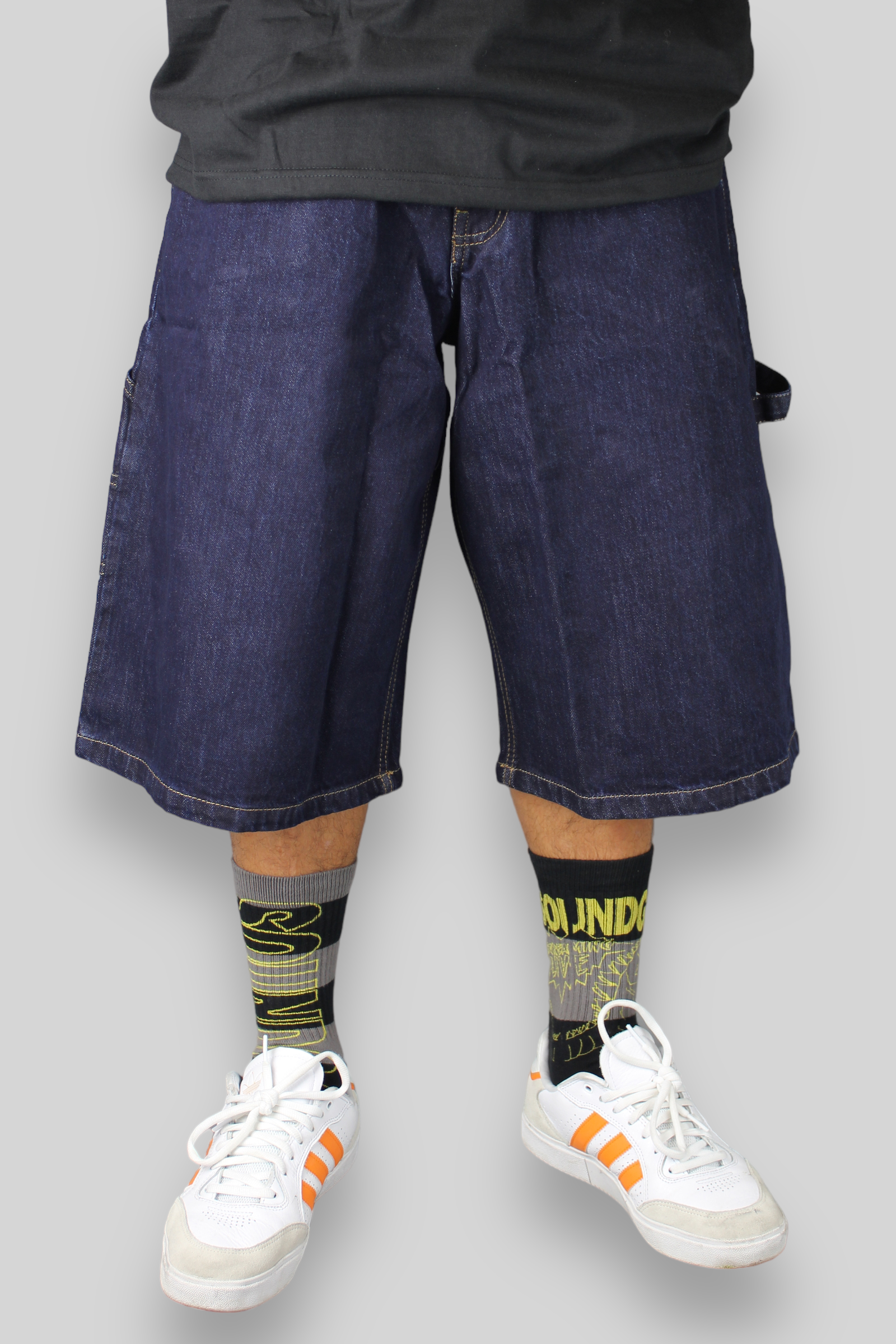 Loose Fit Carpenter Denim Shorts (Dark Indigo)