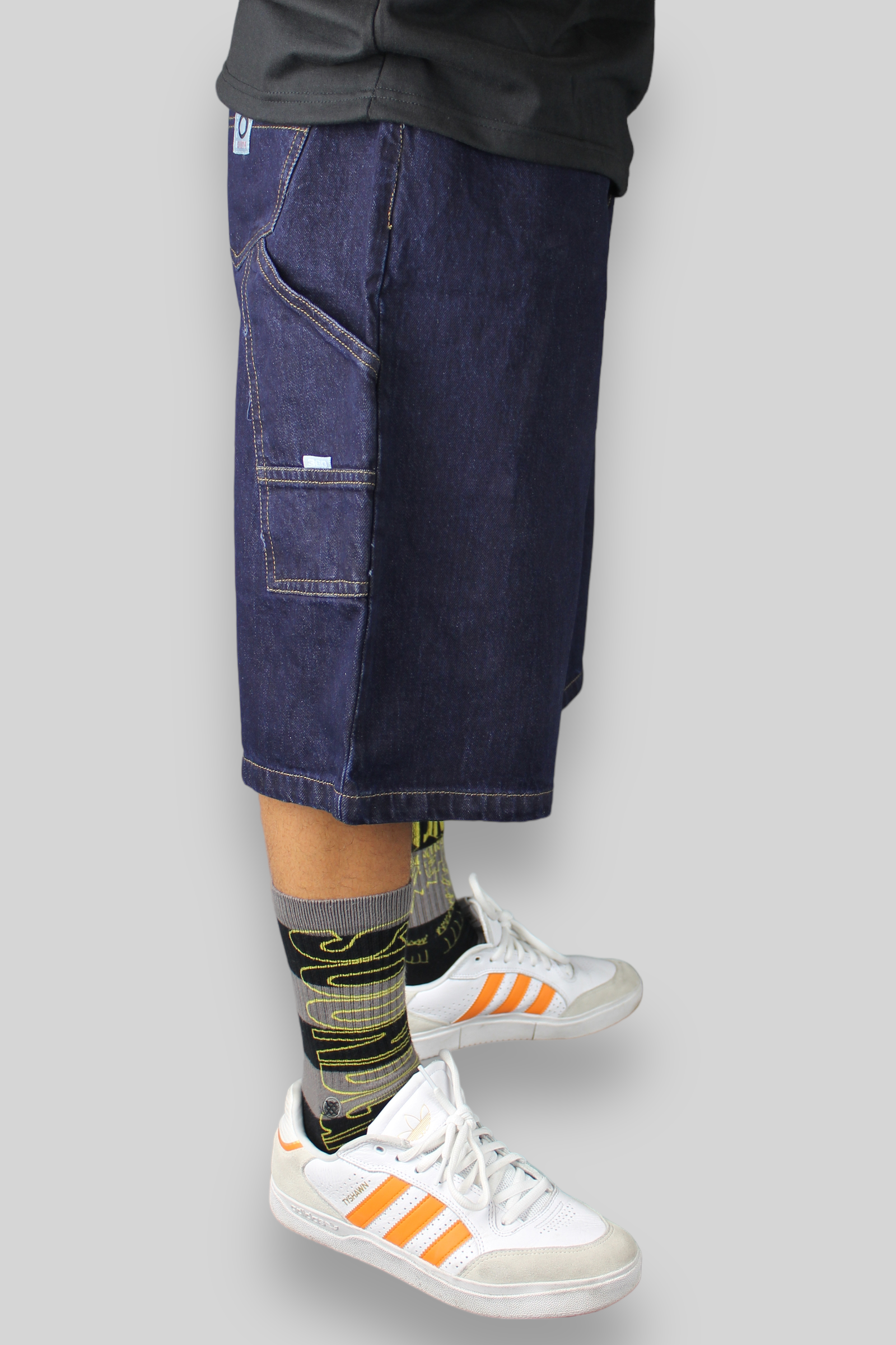 Loose Fit Carpenter Denim Shorts (Dark Indigo)