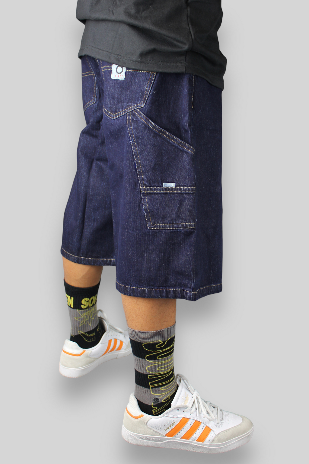 Loose Fit Carpenter Denim Shorts (Dark Indigo)