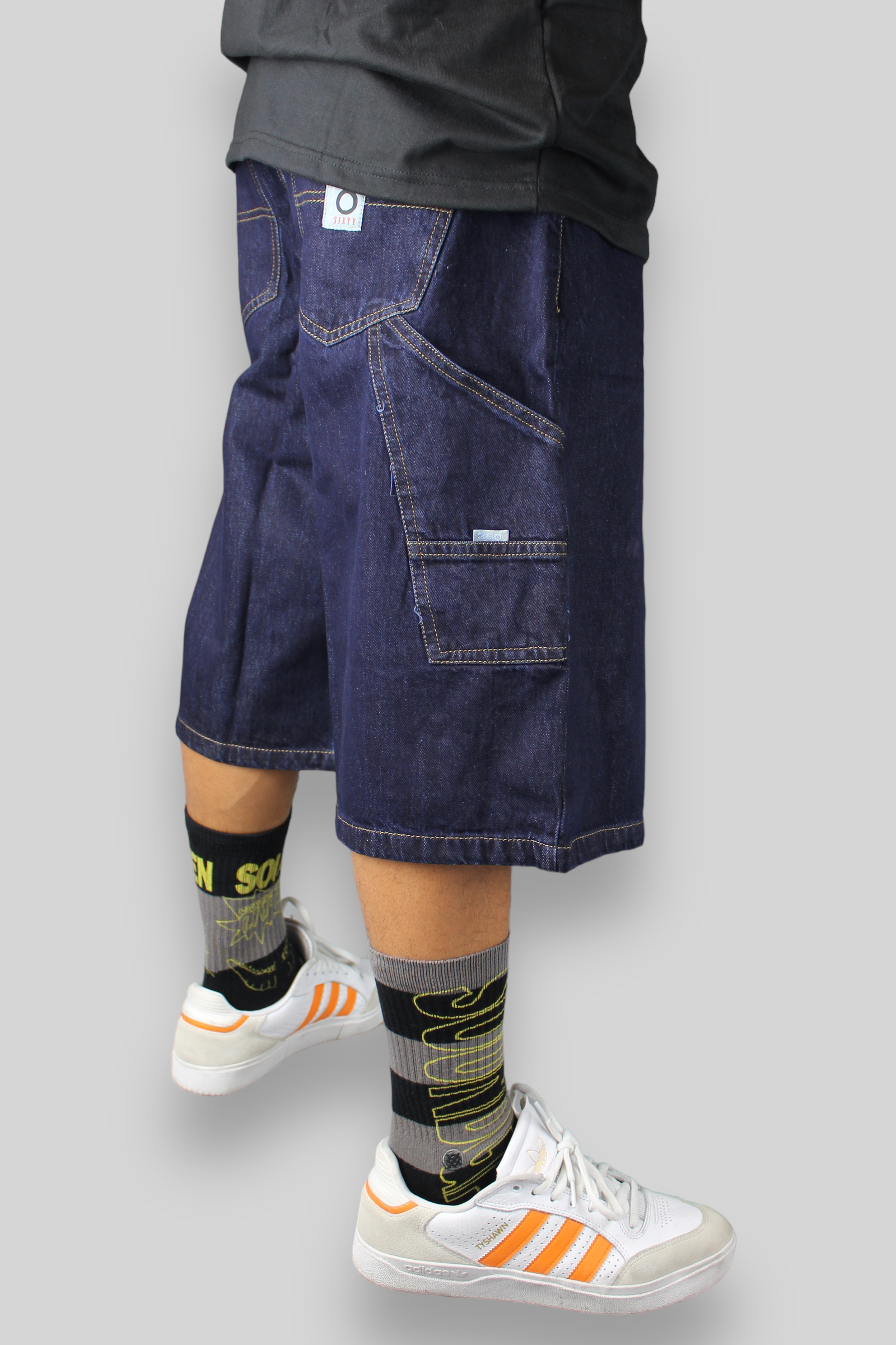 Loose Fit Carpenter Denim Shorts (Dark Indigo)