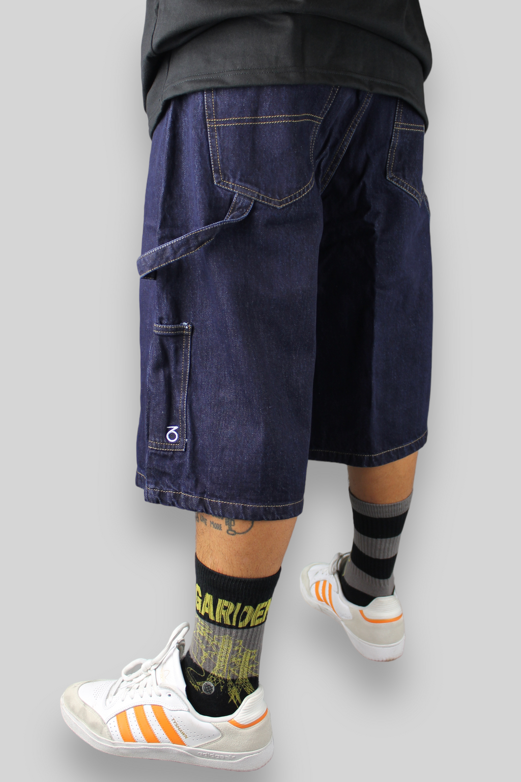 Loose Fit Carpenter Denim Shorts (Dark Indigo)