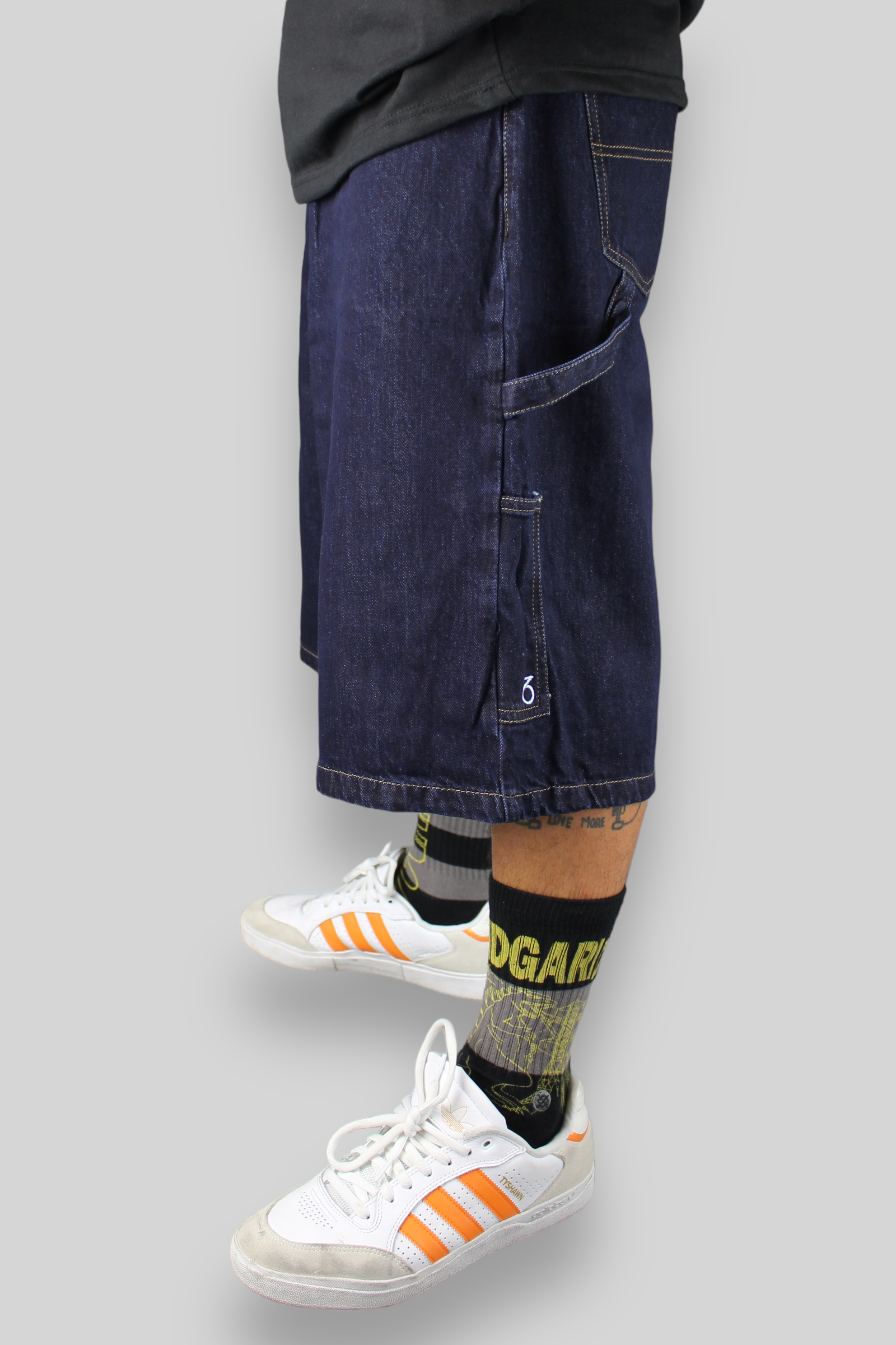 Loose Fit Carpenter Denim Shorts (Dark Indigo)