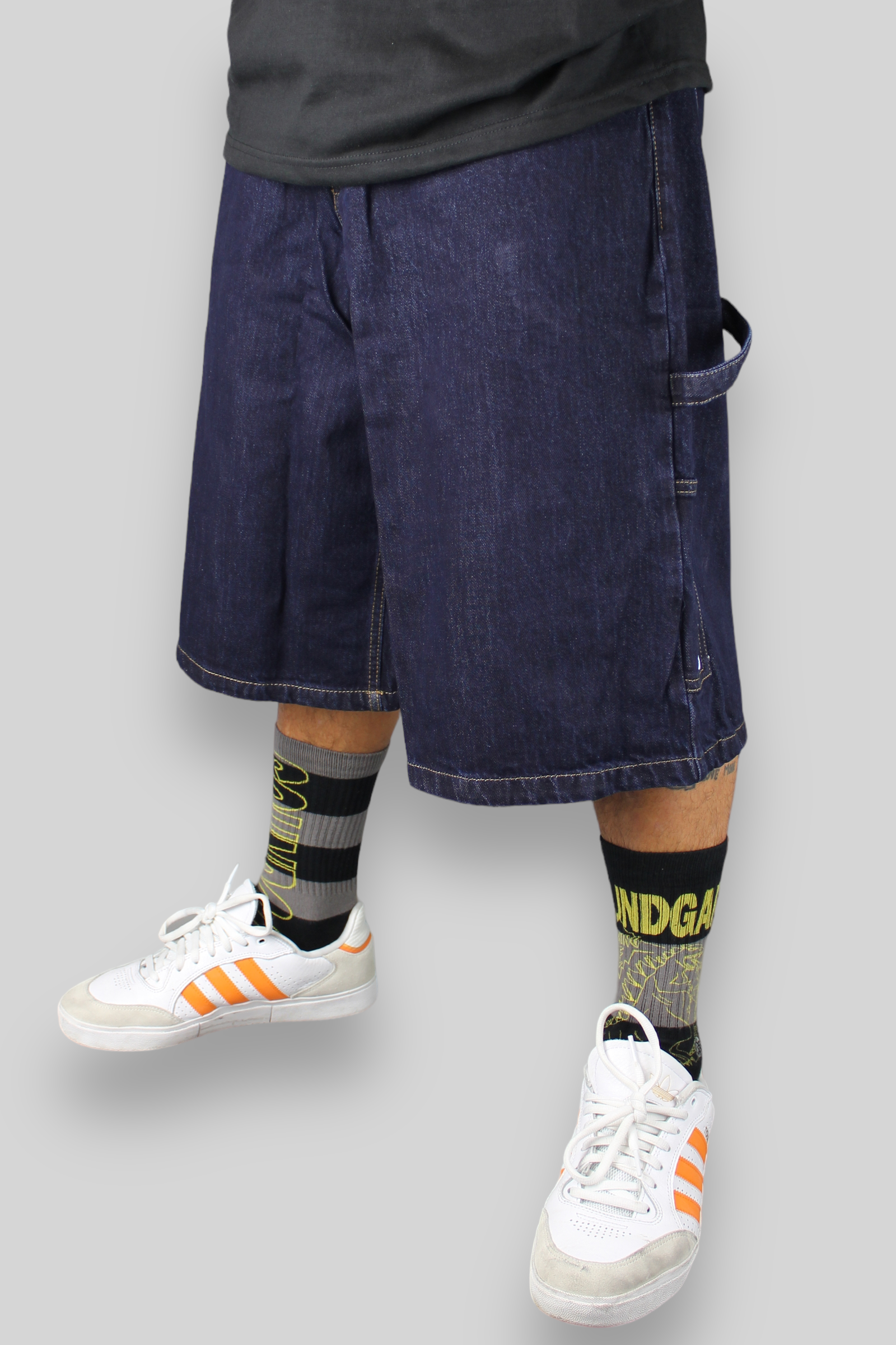 Loose Fit Carpenter Denim Shorts (Dark Indigo)