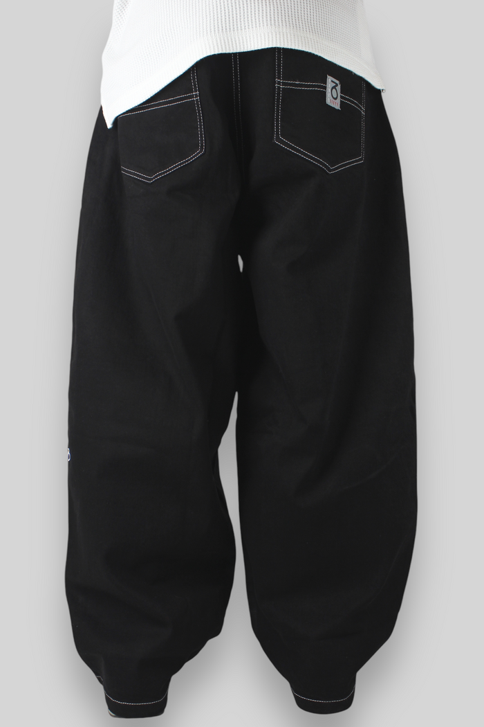 Balloon Fit 5 Pocket Denim Jeans (Black/White)