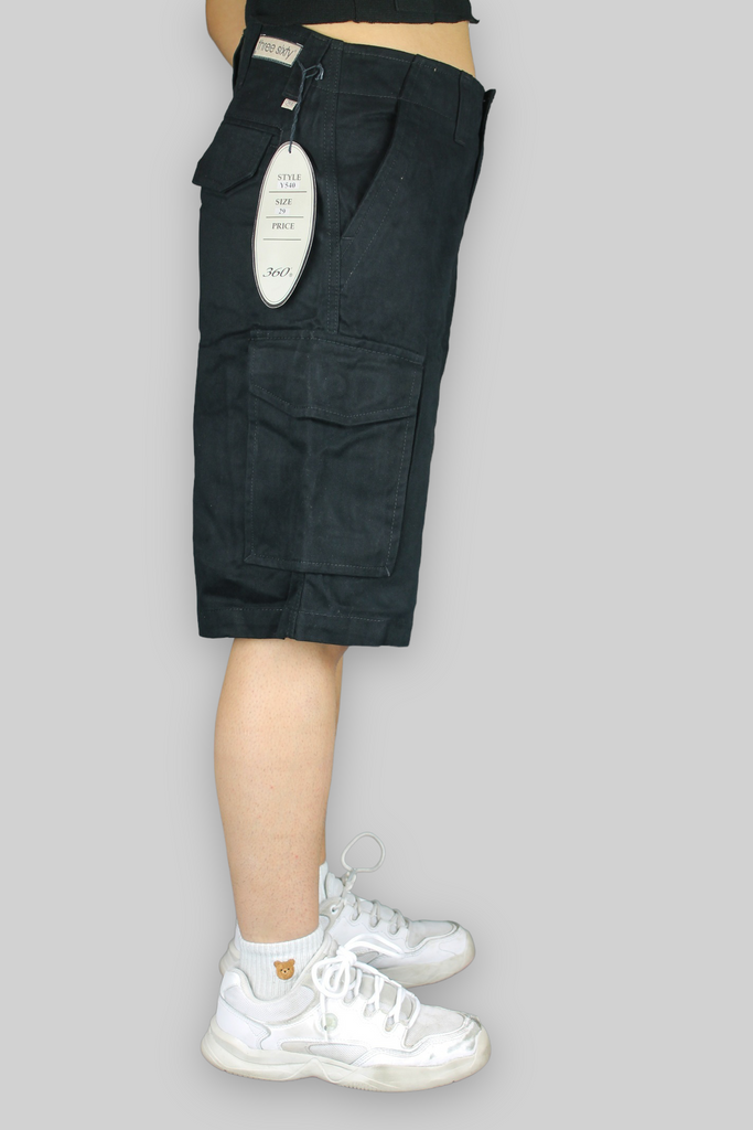 M540 Loose Fit Chino Cargo Shorts (Black)