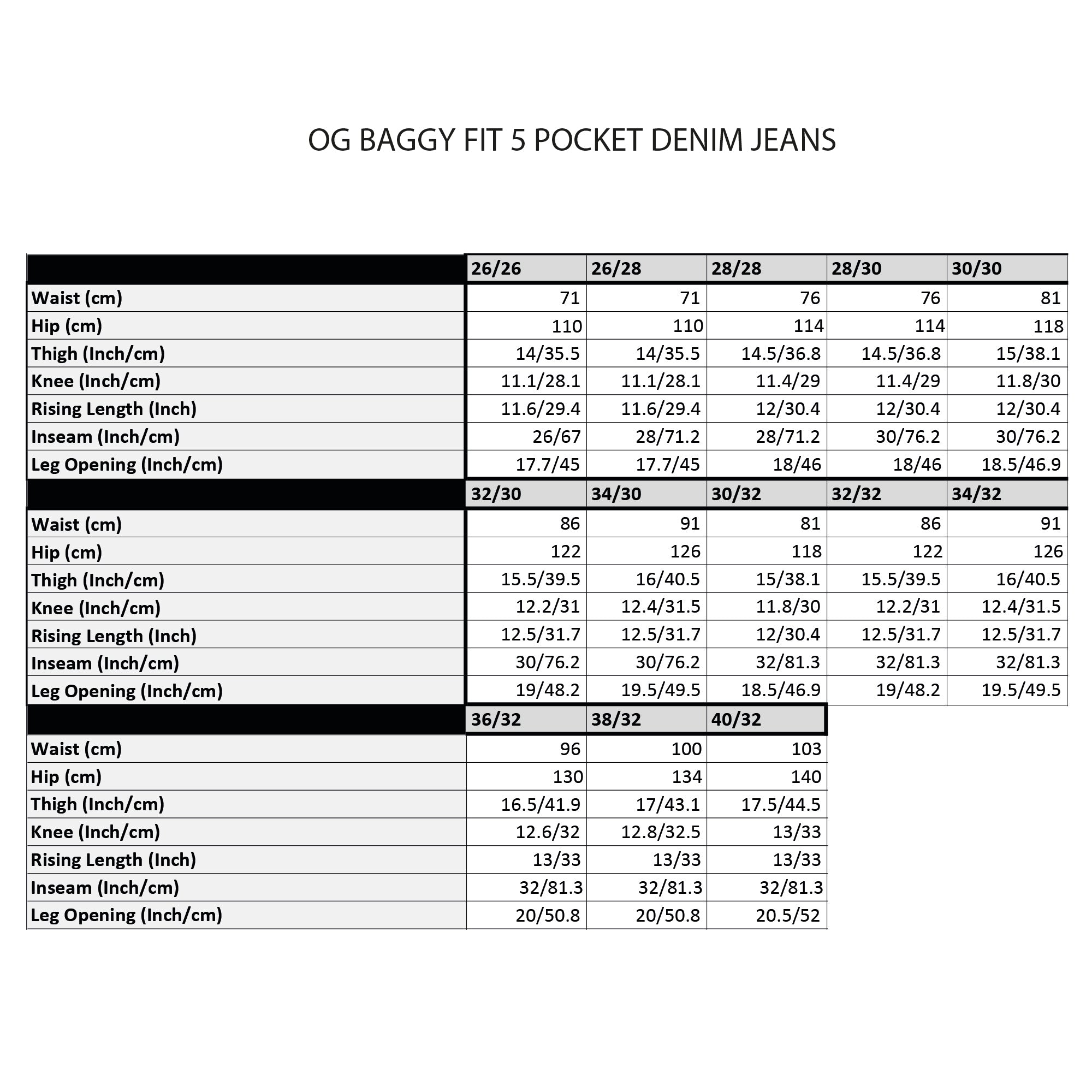 OG Baggy Fit 5 Pocket Denim Jeans 417JP (Black/White)