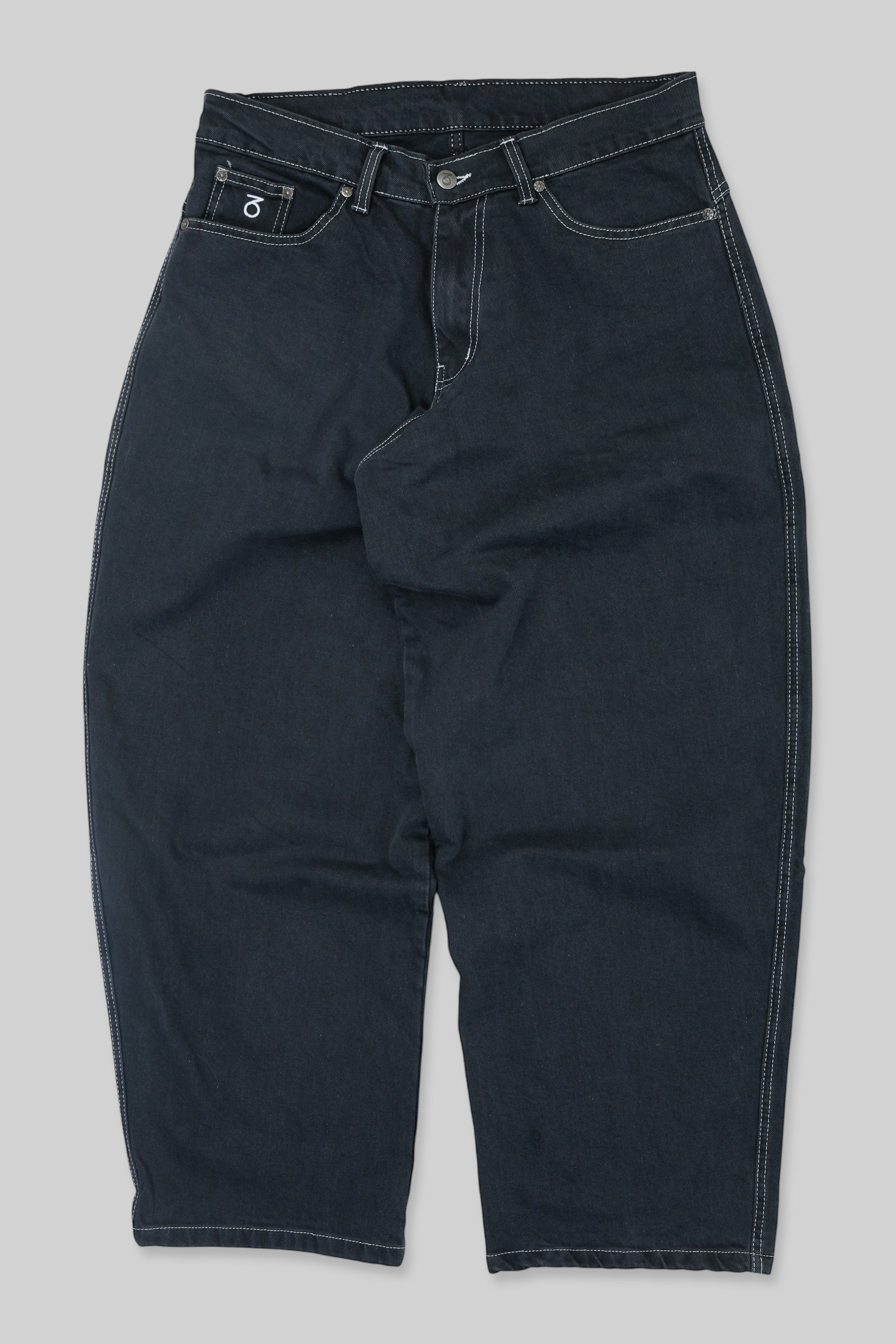 OG Baggy Fit 5 Pocket Denim Jeans (Black/White)