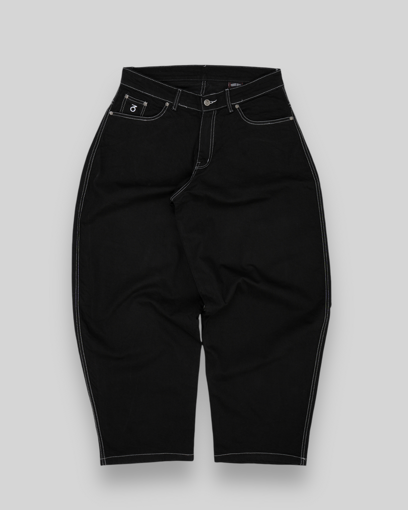 Balloon Fit 5 Pocket Denim Jeans (Black/White)