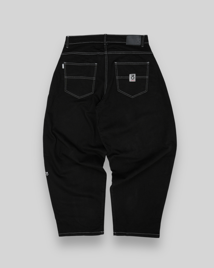 Balloon Fit 5 Pocket Denim Jeans (Black/White)