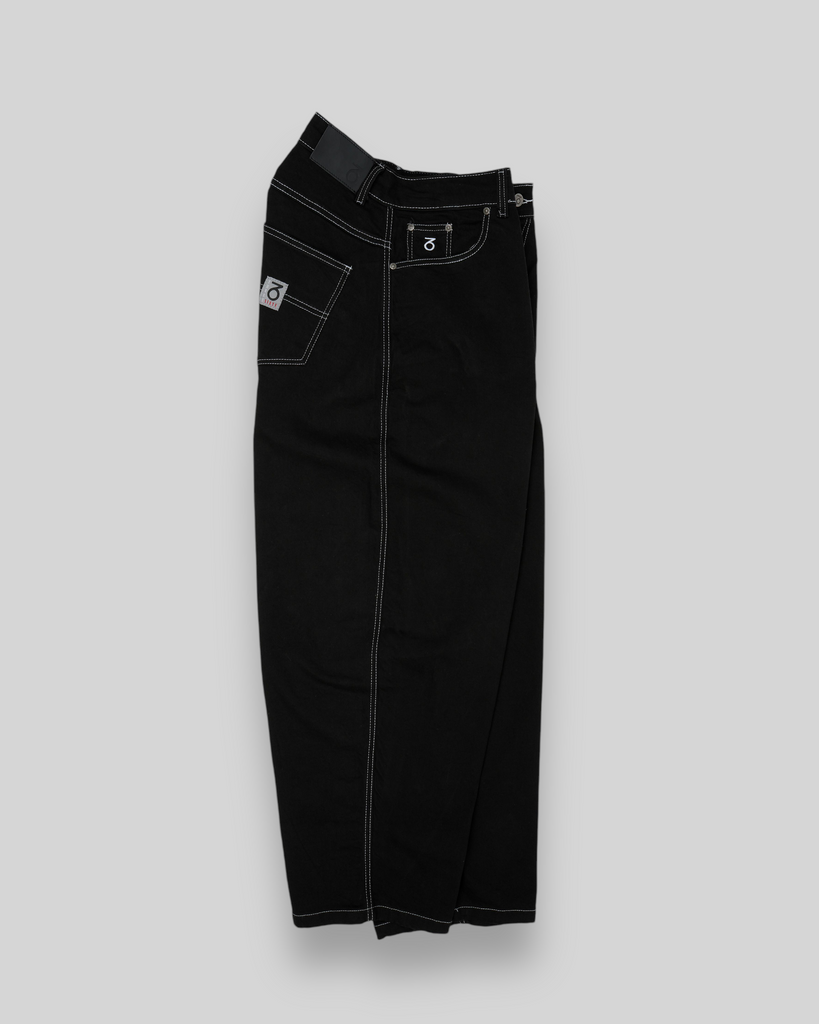 Balloon Fit 5 Pocket Denim Jeans (Black/White)