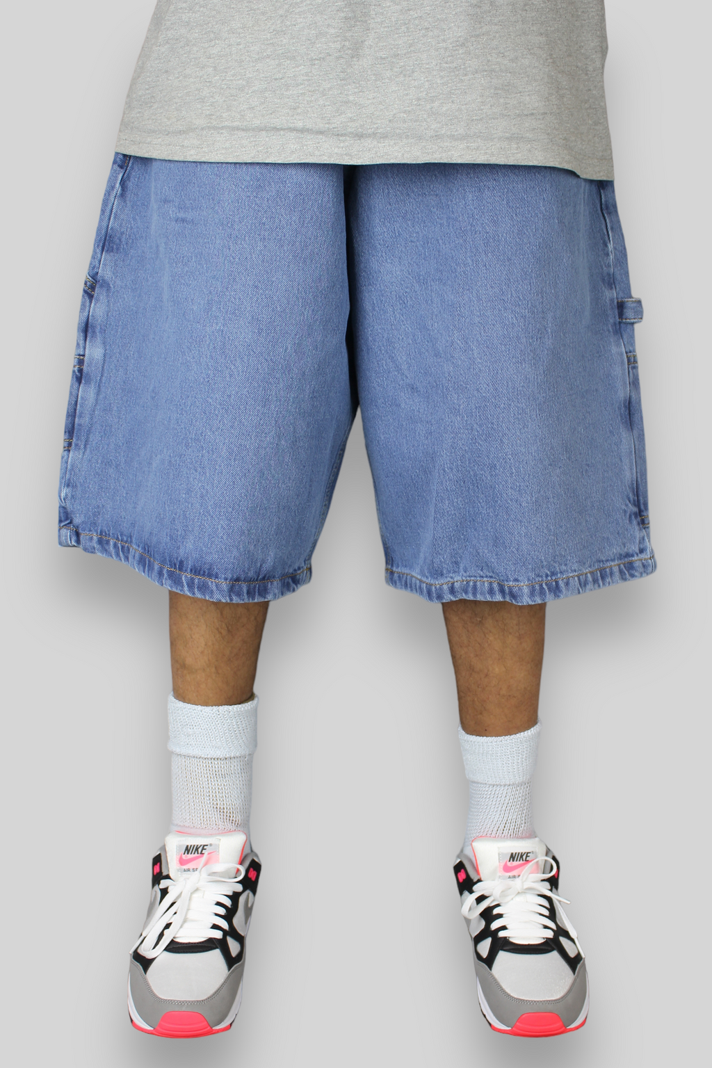 Loose Fit Carpenter Denim Shorts (Stonewash Blue)