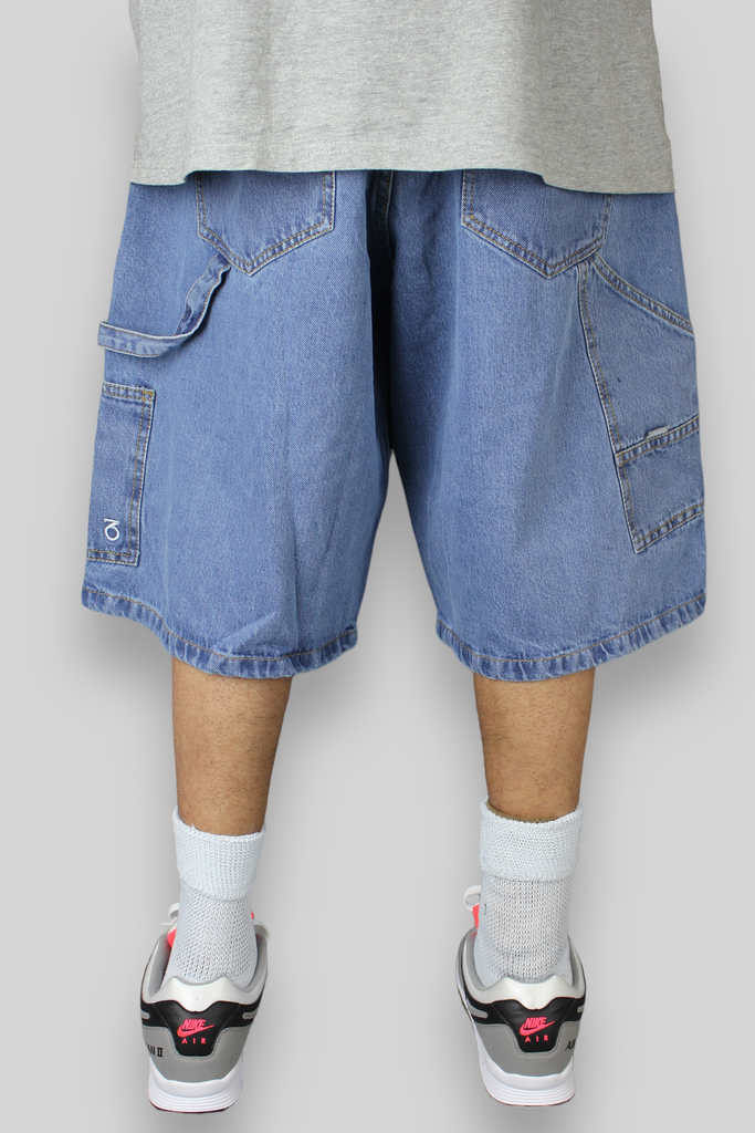 Loose Fit Carpenter Denim Shorts Stonewash Blue