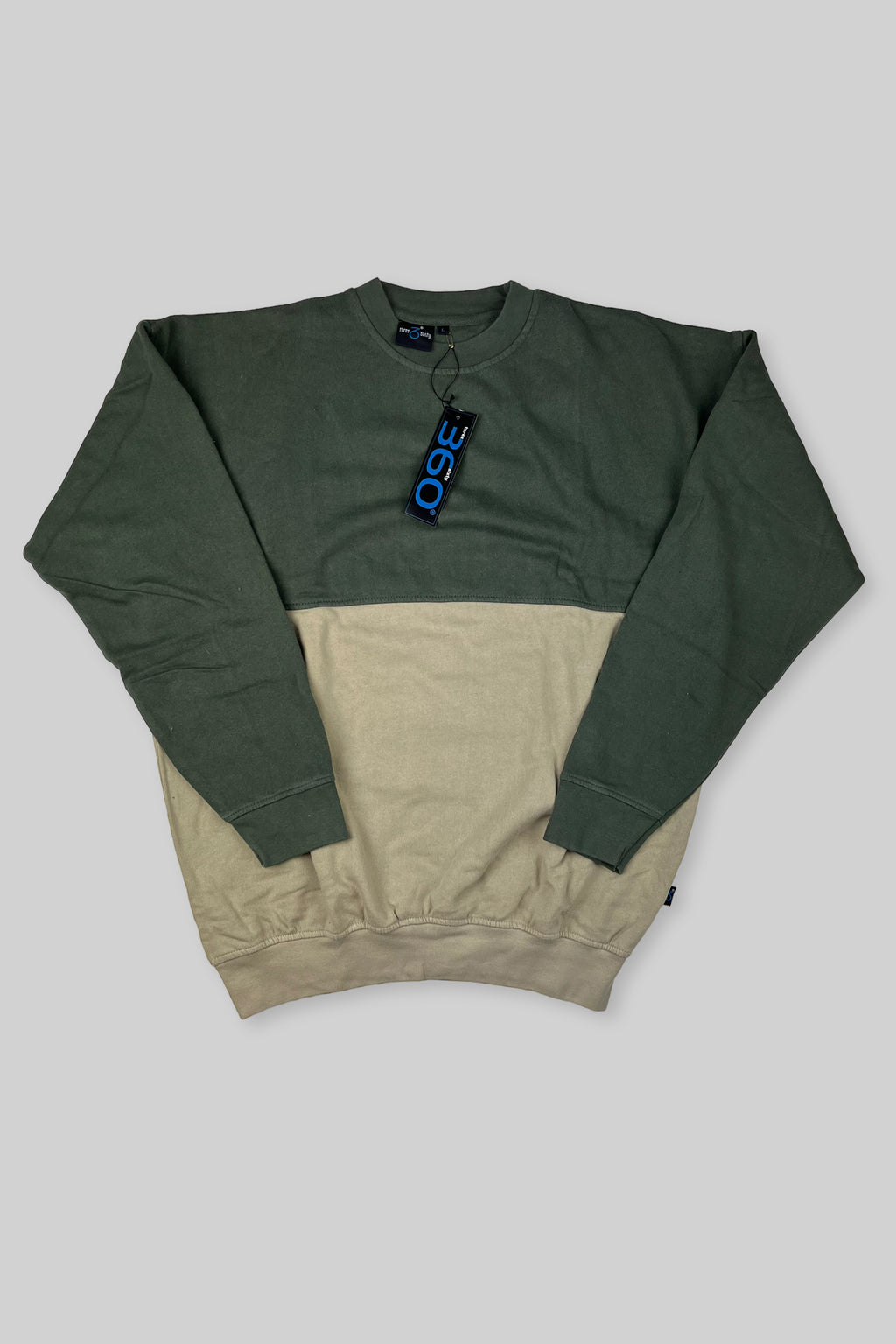 Geteiltes zweifarbiges Sweatshirt (Oliv/Beige)