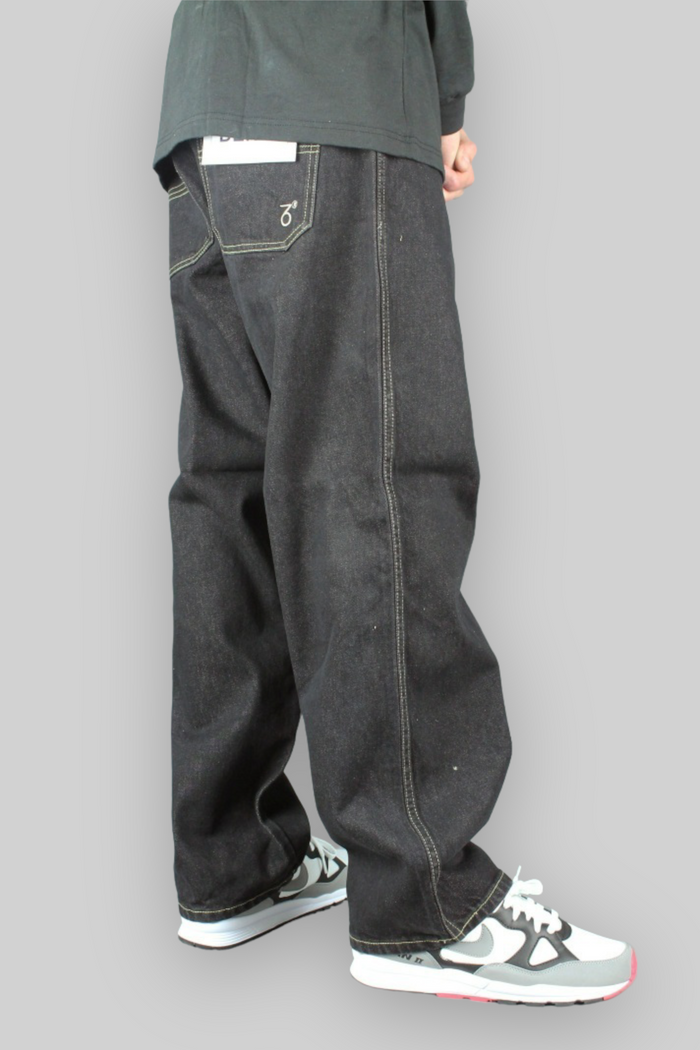 Jeans 194 in denim dalla vestibilità ampia per bambini (neri)