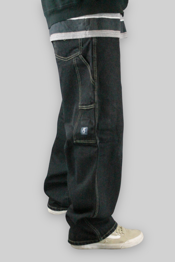 Black Baggy Fit Carpenter Jeans for Men