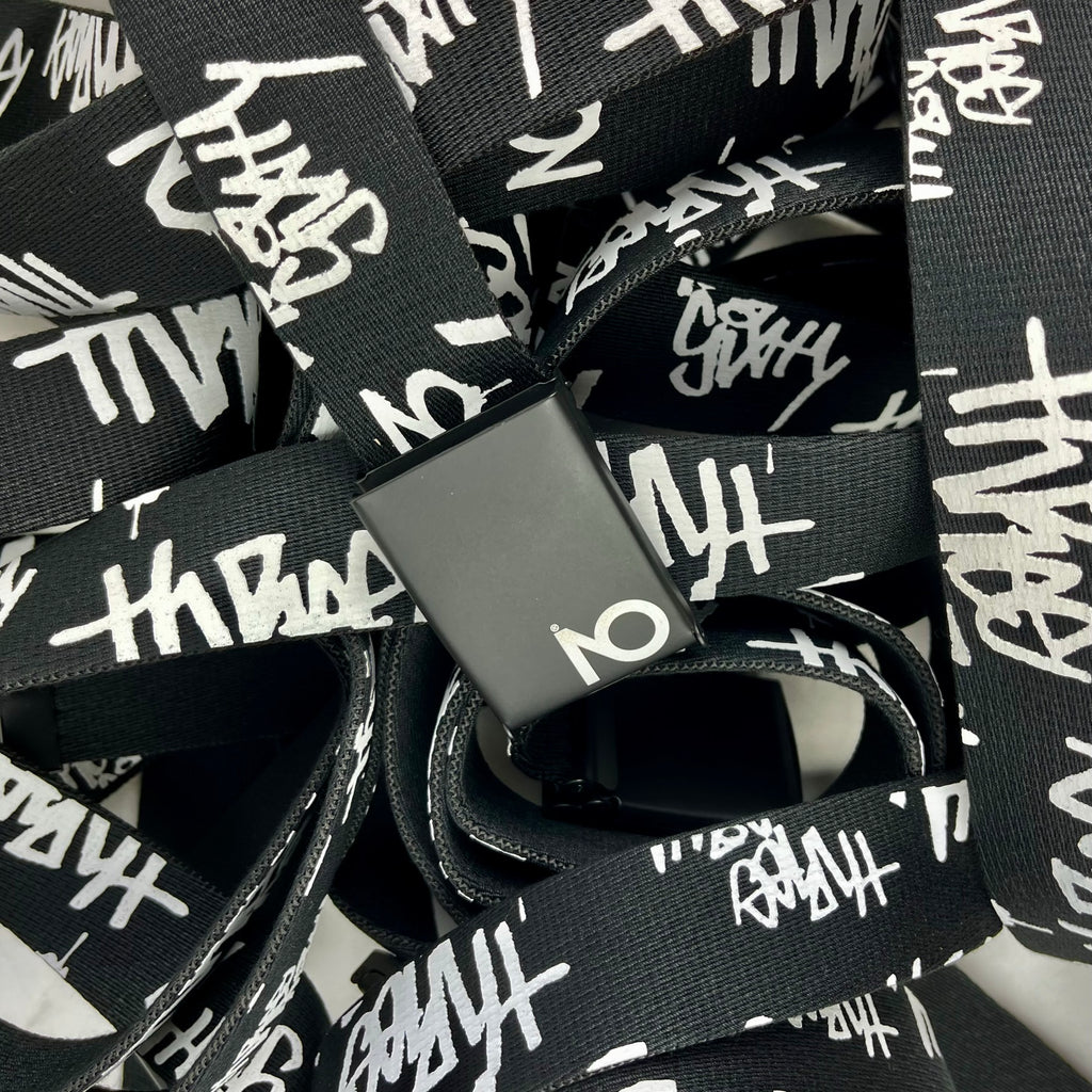 Cintura in tela con tag (nero/bianco)