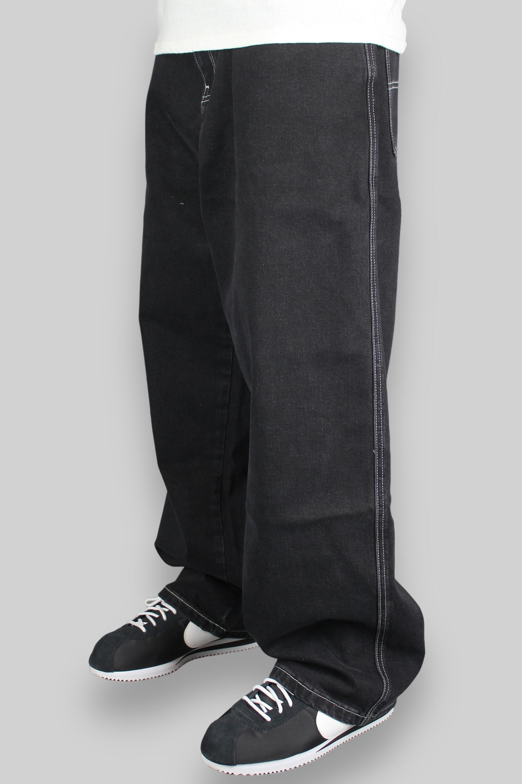 OG Baggy Fit 5 Pocket Denim Jeans (Black/White)