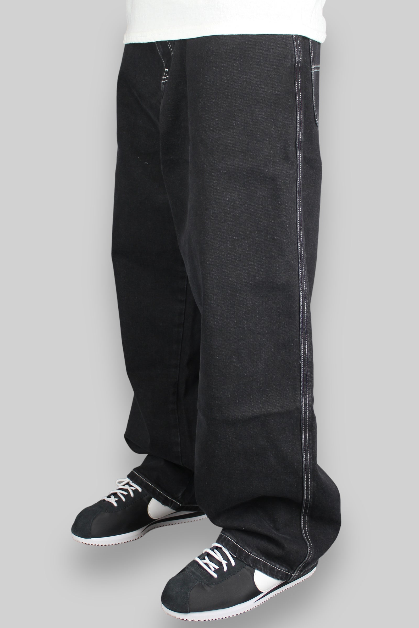 OG Baggy Fit 5 Pocket Denim Jeans (Black/White)