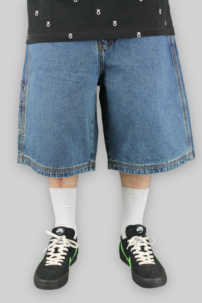 Carpenter Loose Fit Denim Shorts (Dirty Mid Blue)