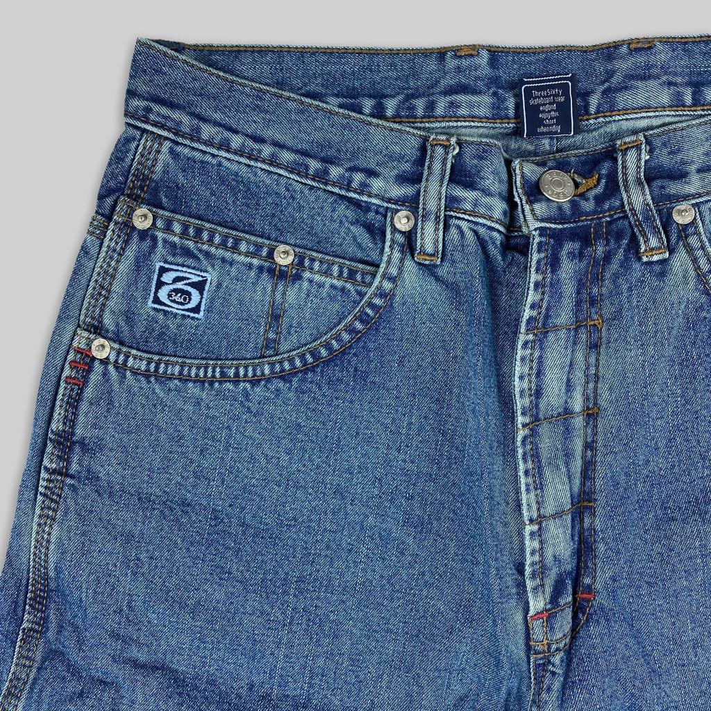 Youths Carpenter Loose Fit Denim Shorts (Dirty Mid Blue)