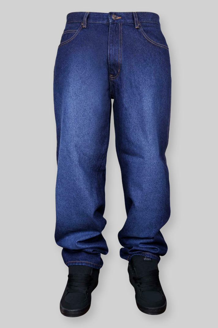 SB137 Jeans in denim dal taglio ampio (indaco scuro sbiadito)