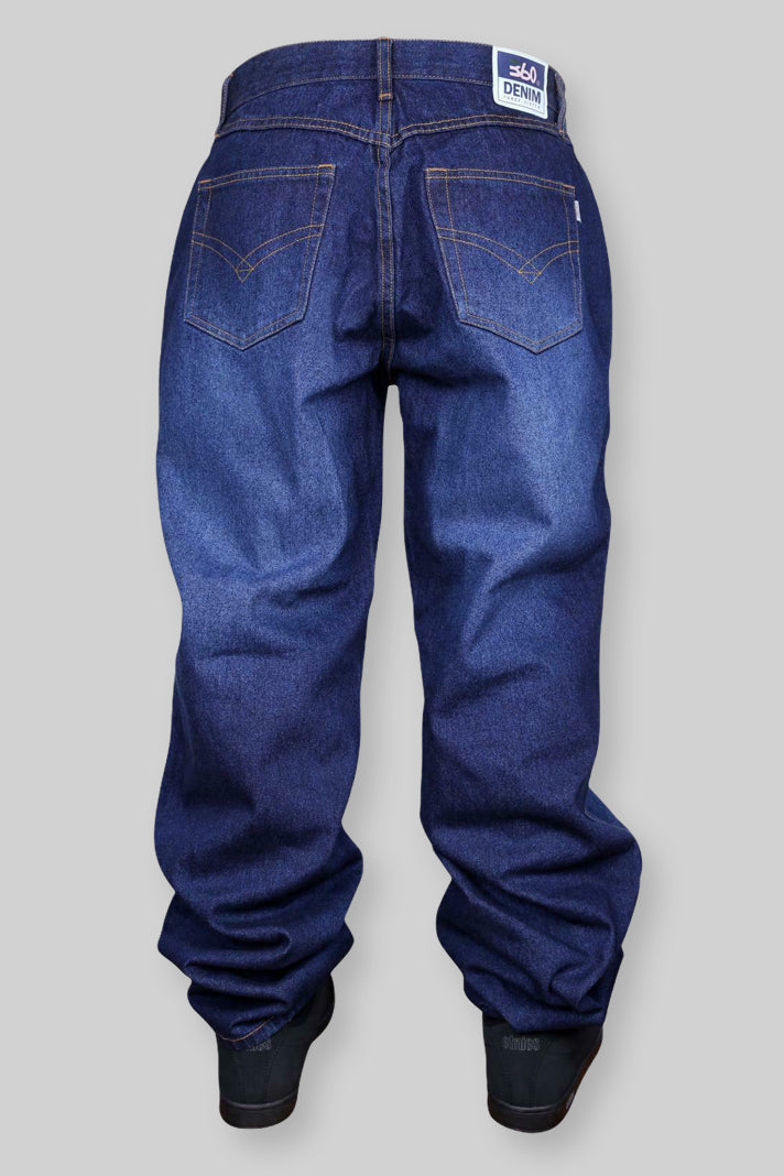 SB137 Jeans in denim dal taglio ampio (indaco scuro sbiadito)